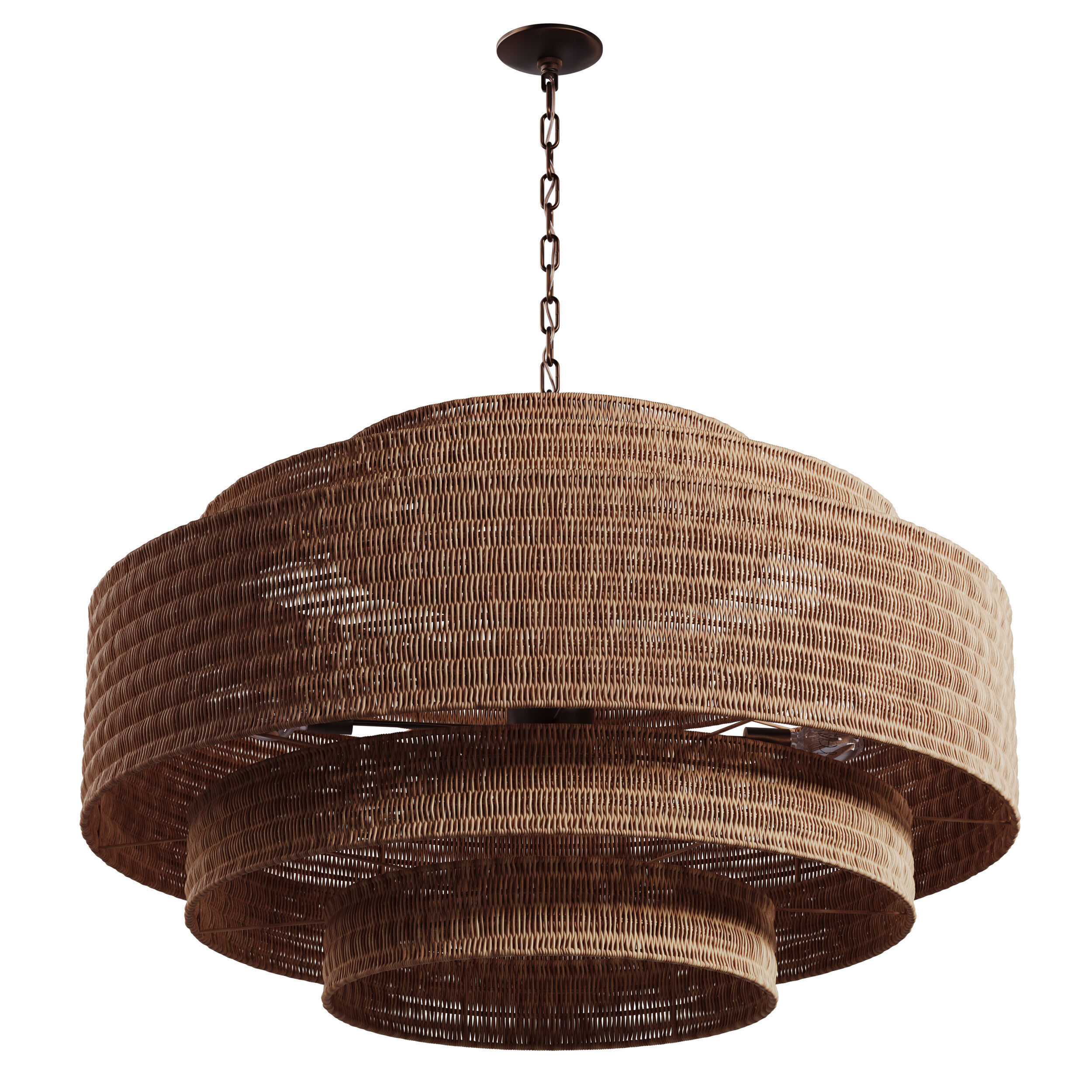 Paloma Chandelier Natural Rattan Light 3D model_3