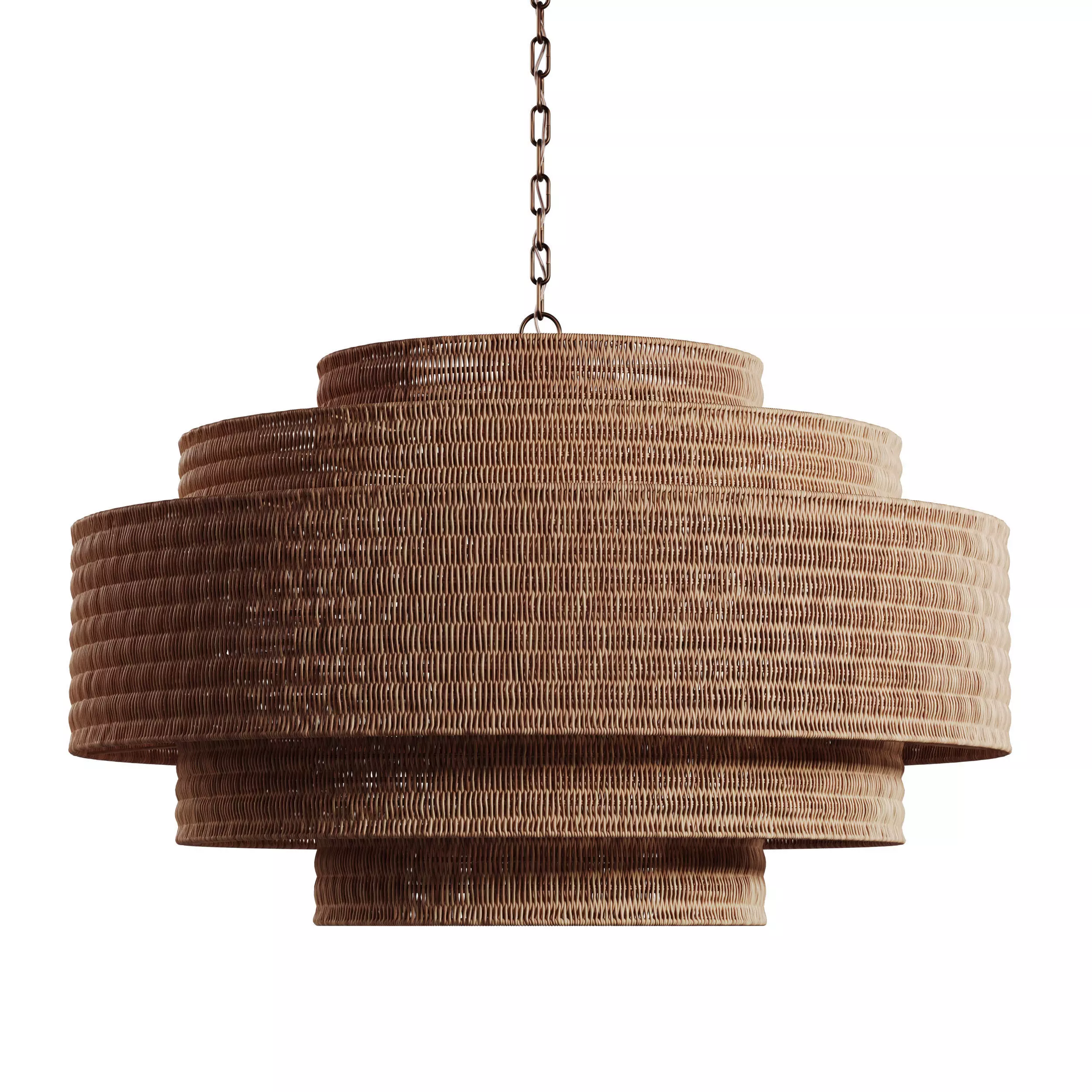Paloma Chandelier Natural Rattan Light 3D model_0