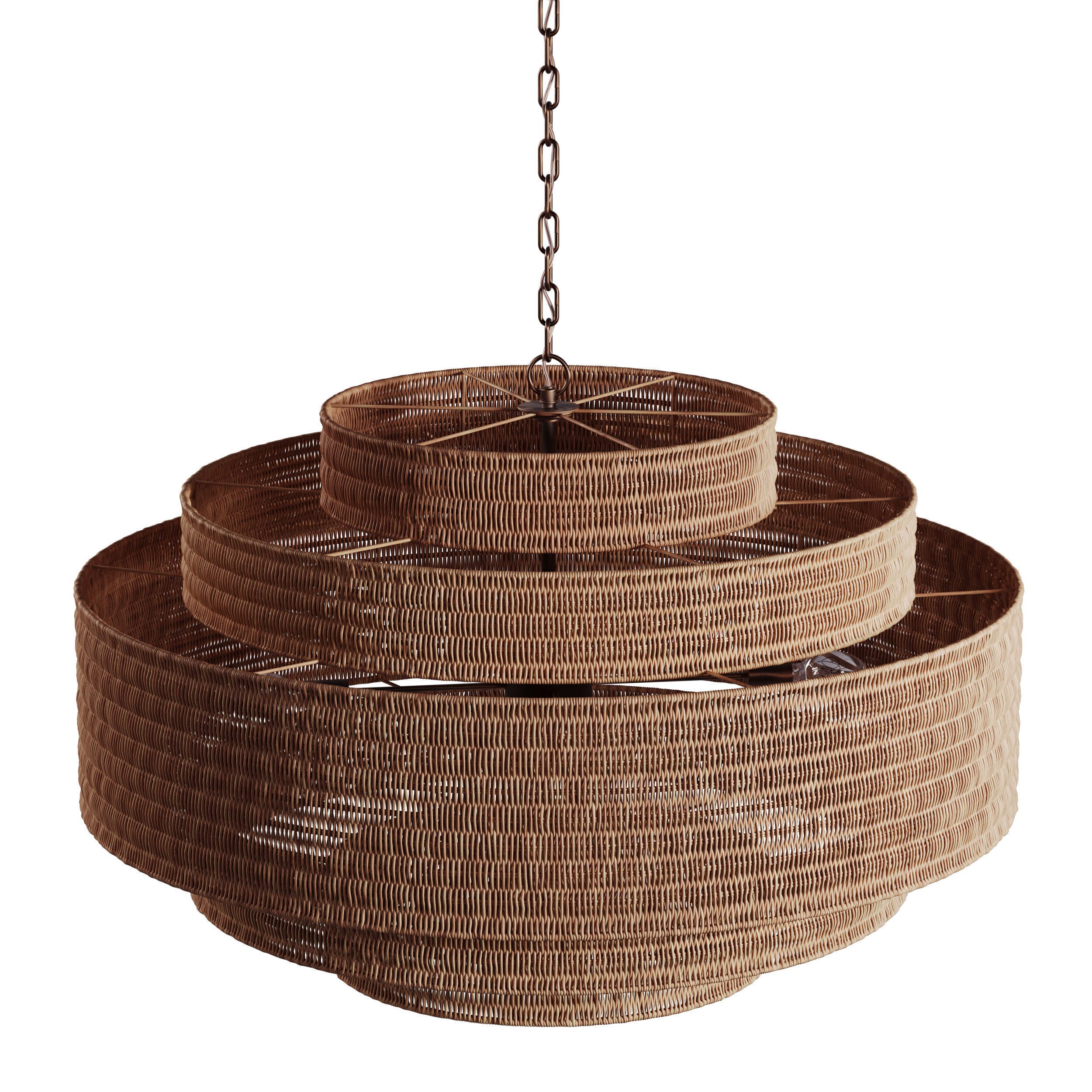 Paloma Chandelier Natural Rattan Light 3D model_4