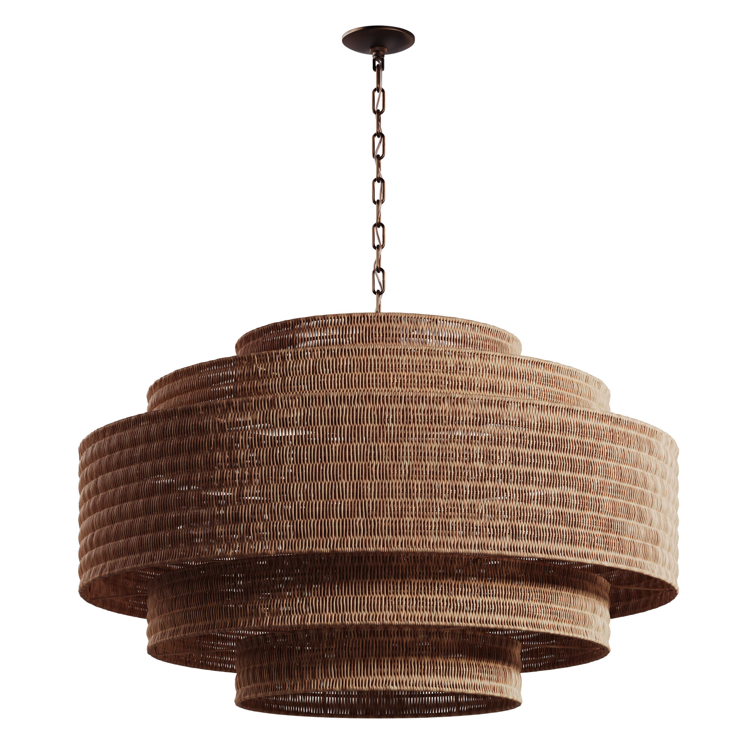 Paloma Chandelier Natural Rattan Light 3D model_5