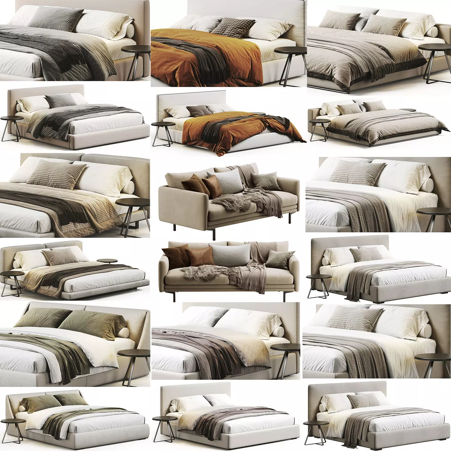 Bed Colection 04 - 10 Items 3D model_0