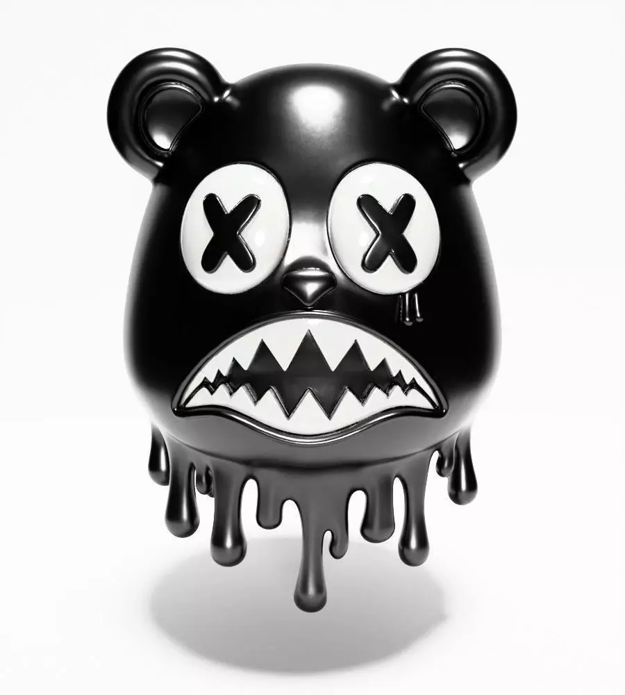 Drip Painting Melt Bear toy 3D print model_1