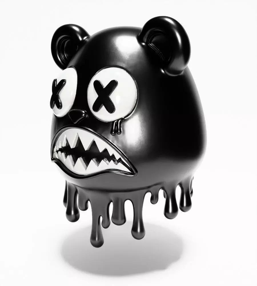Drip Painting Melt Bear toy 3D print model_3