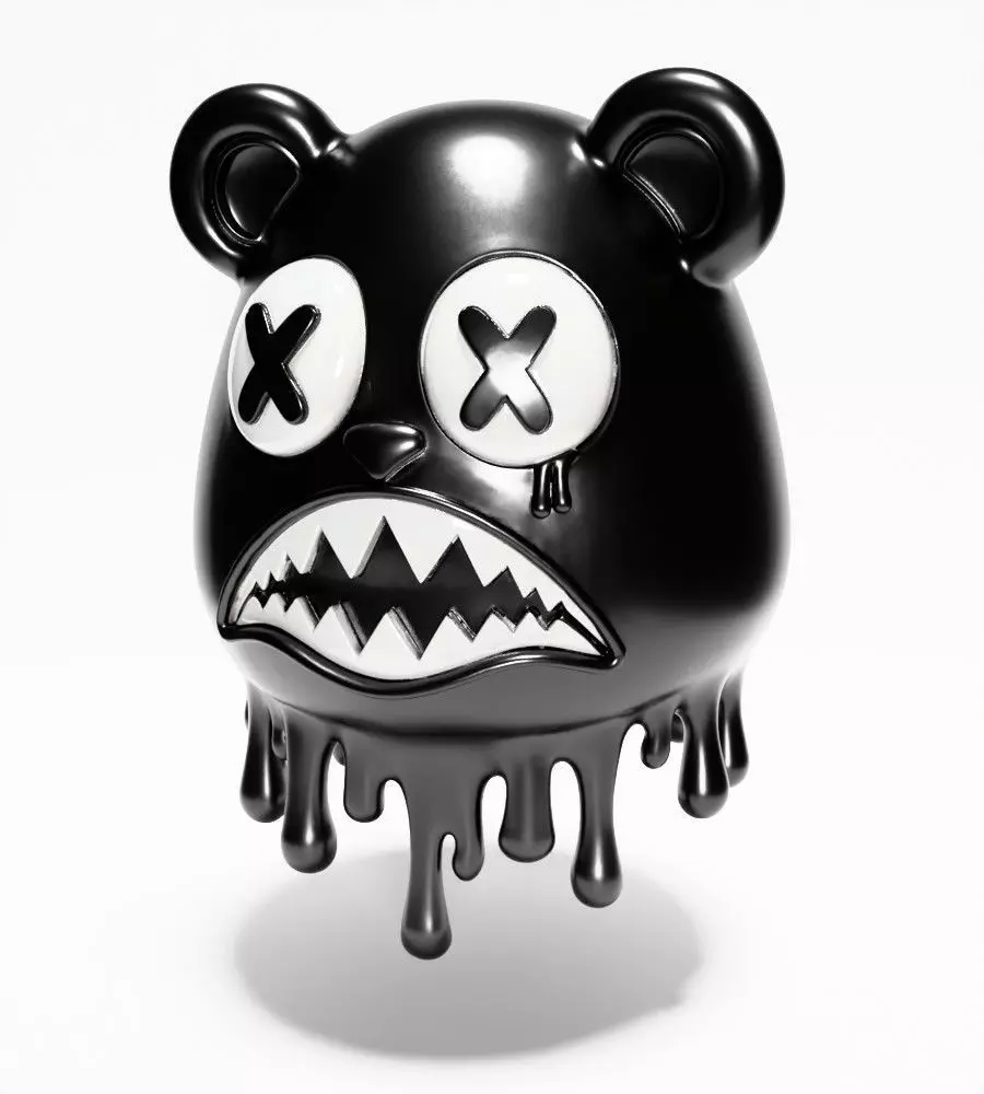 Drip Painting Melt Bear toy 3D print model_2