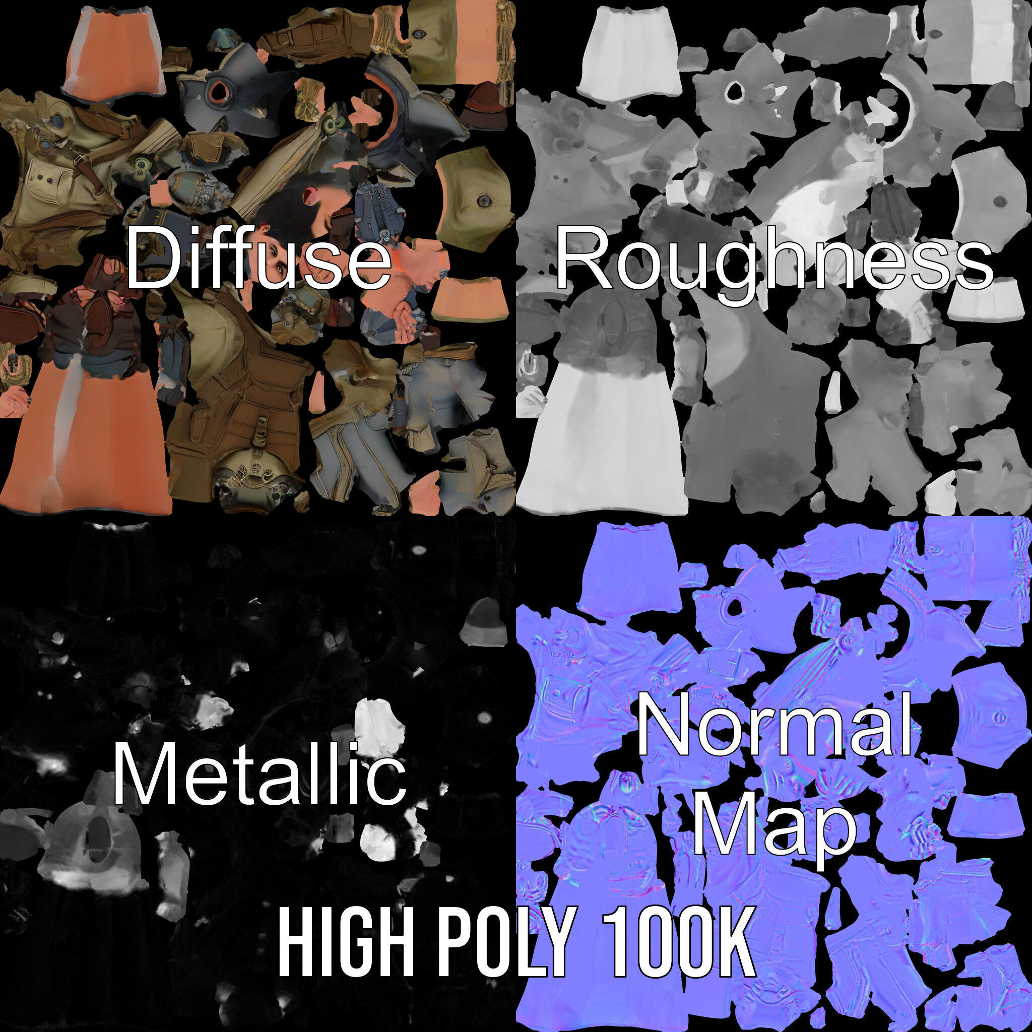 Young Adventurer with Gear Rigged and Animated Low-poly 3D model_4