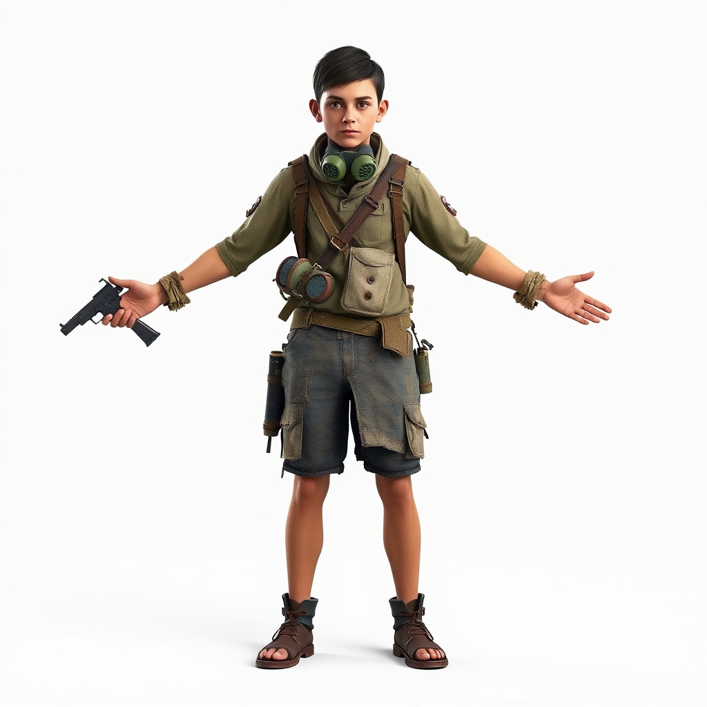 Young Adventurer with Gear Rigged and Animated Low-poly 3D model_3