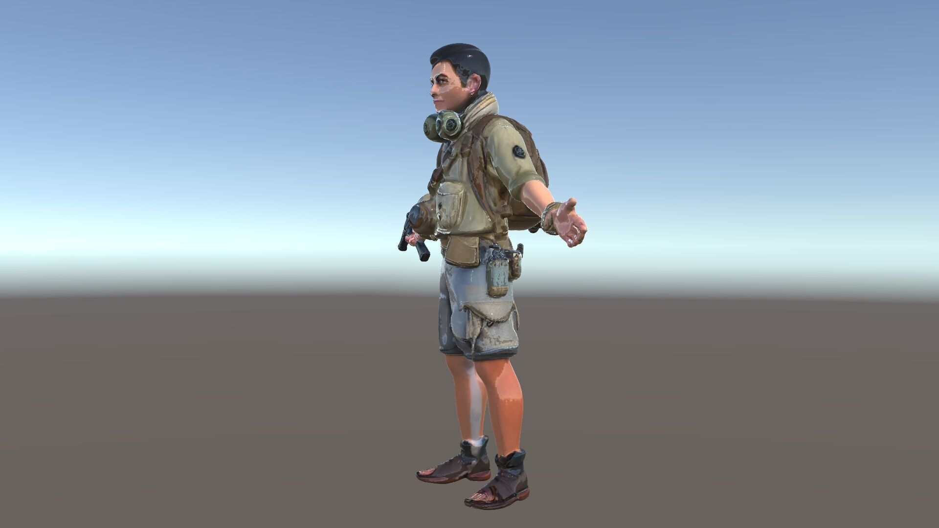 Young Adventurer with Gear Rigged and Animated Low-poly 3D model_6