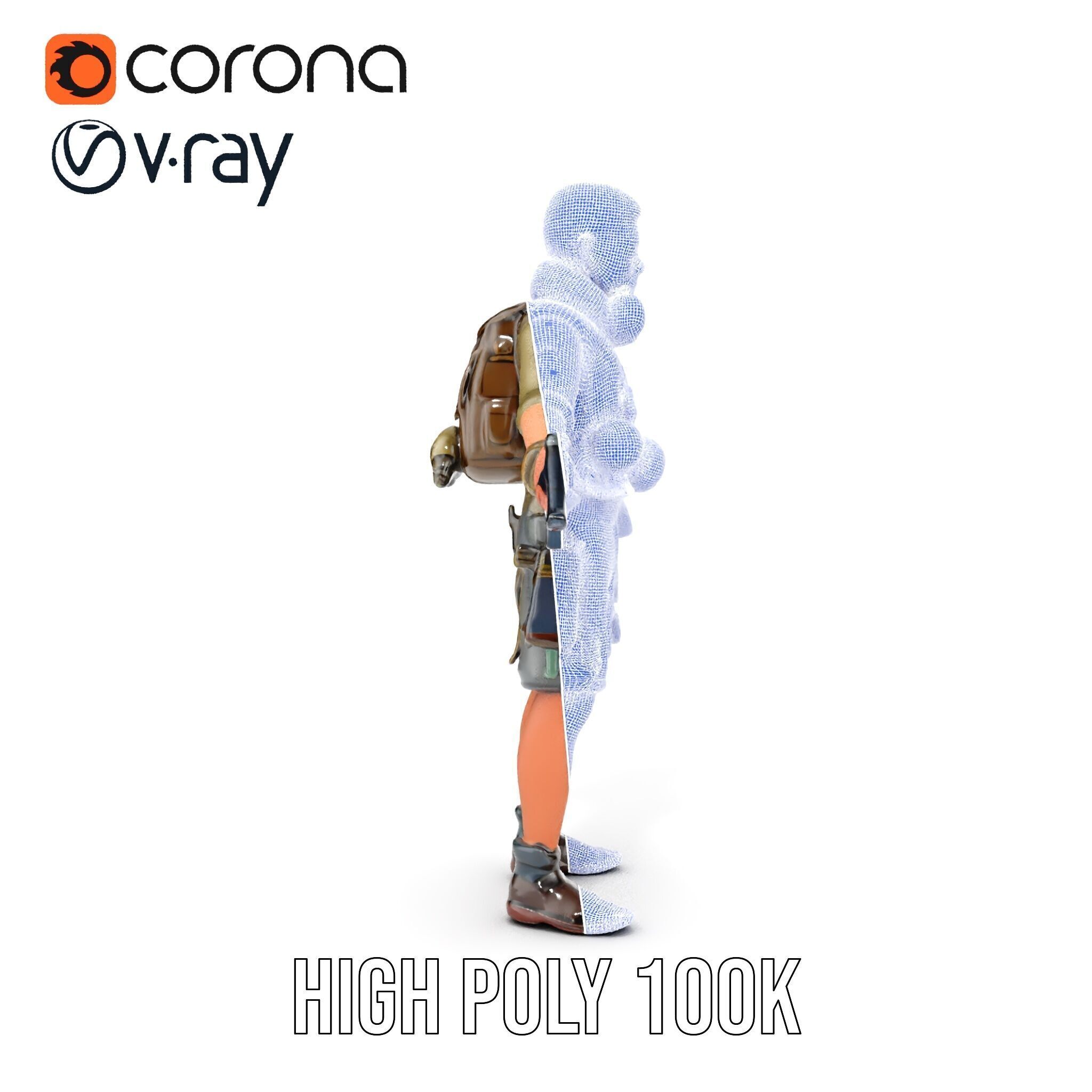 Young Adventurer with Gear Rigged and Animated Low-poly 3D model_31