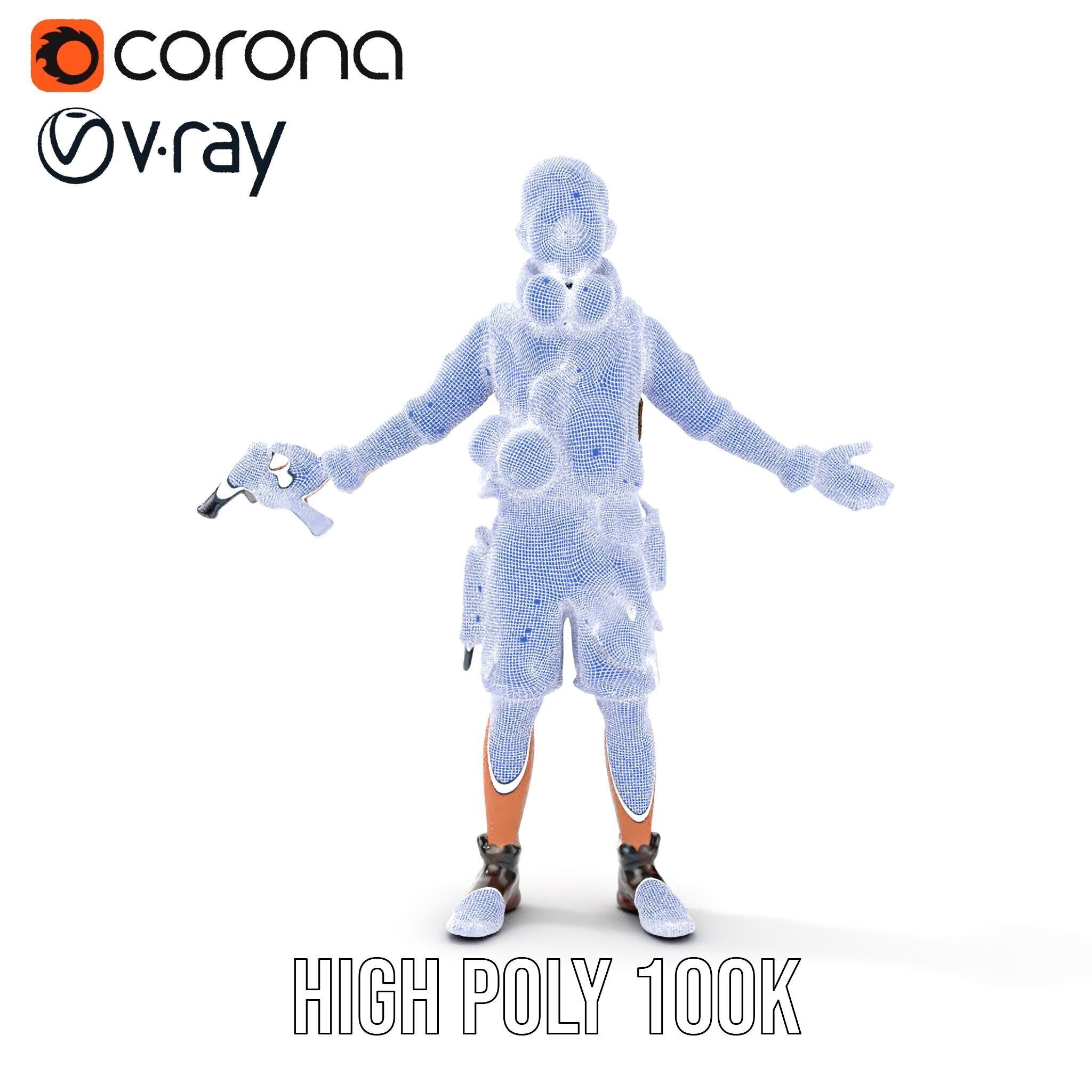 Young Adventurer with Gear Rigged and Animated Low-poly 3D model_41