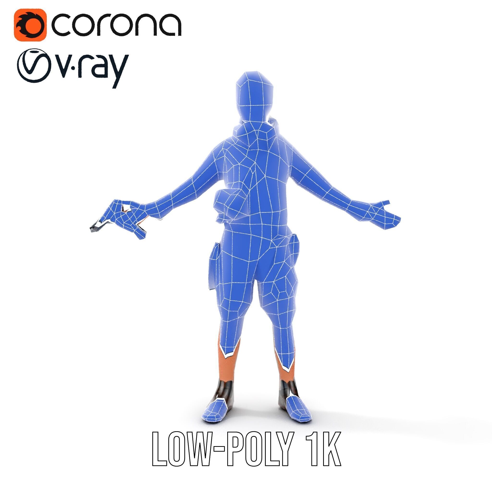 Young Adventurer with Gear Rigged and Animated Low-poly 3D model_33