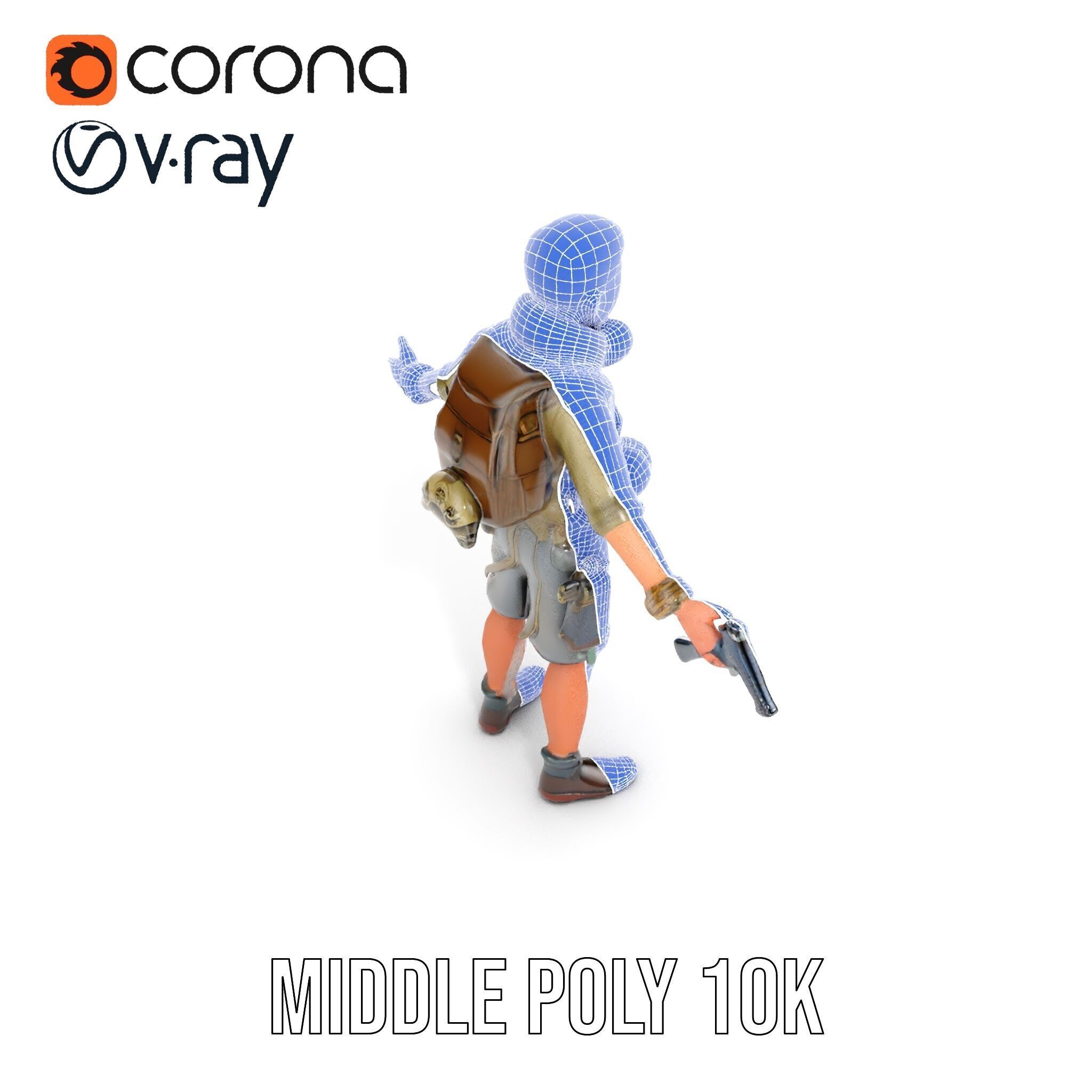 Young Adventurer with Gear Rigged and Animated Low-poly 3D model_35
