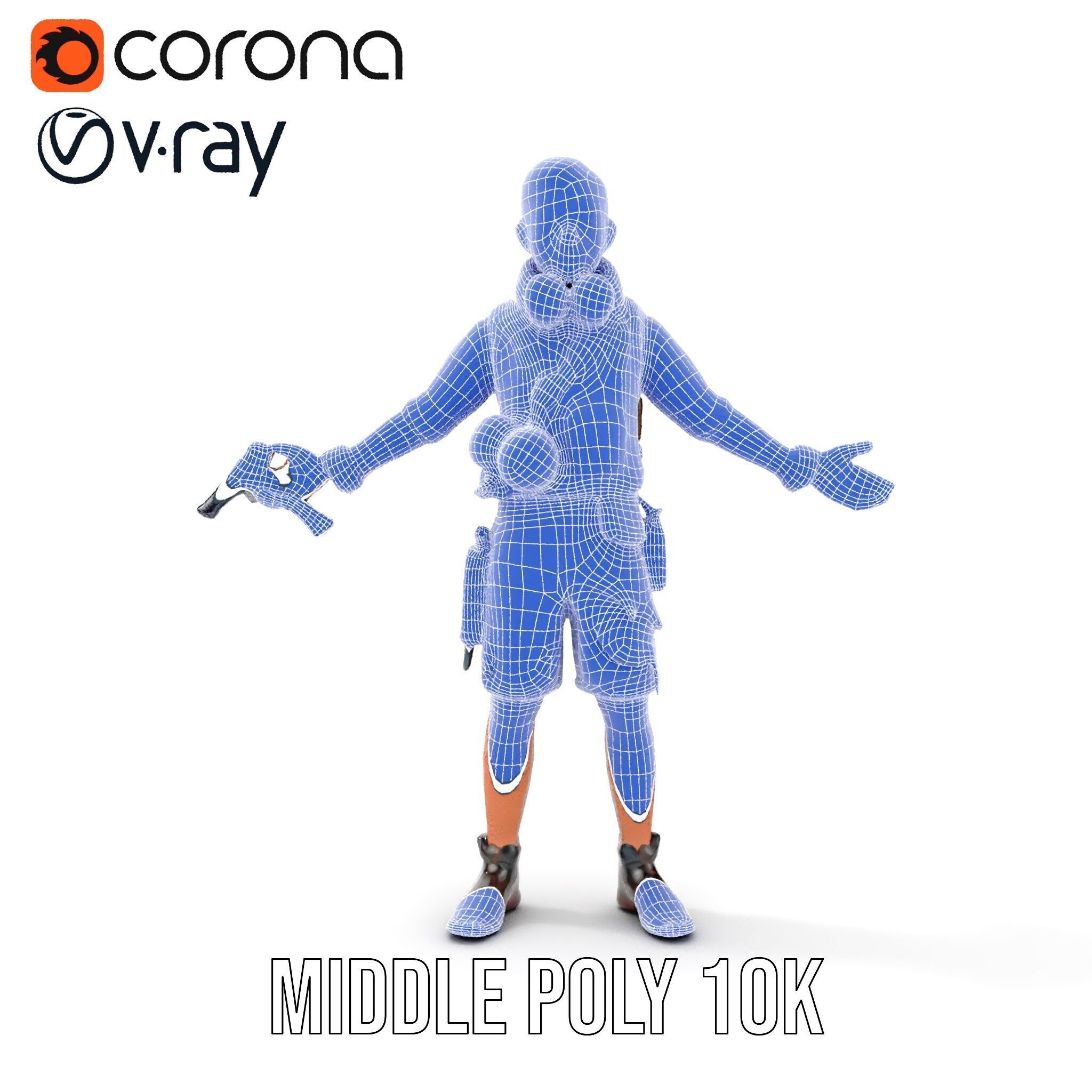 Young Adventurer with Gear Rigged and Animated Low-poly 3D model_38