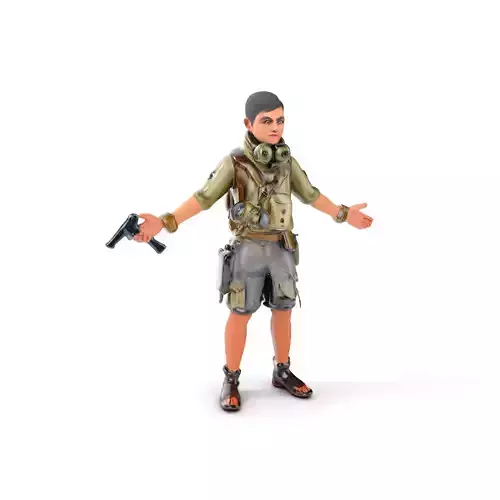 Young Adventurer with Gear Rigged and Animated Low-poly 3D model