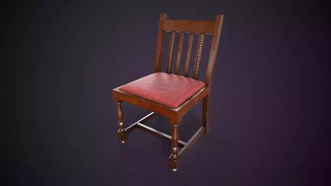 Vintage Wooden Chair Low-poly 3D model