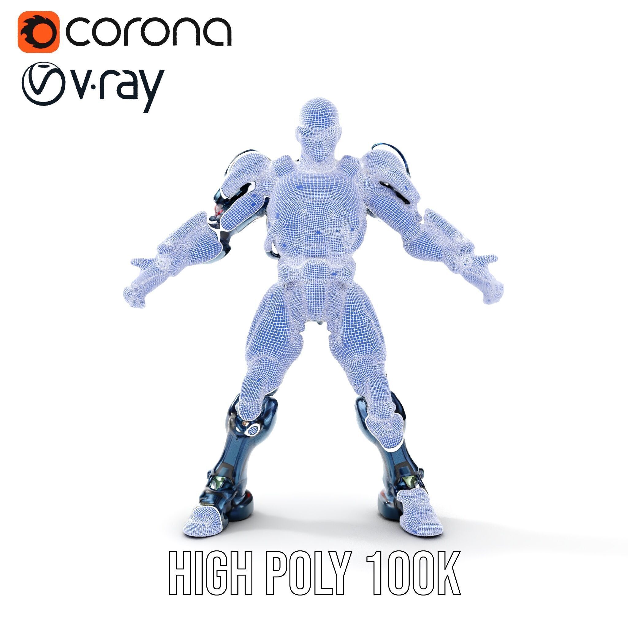 Cybernetic Soldier Rigged and Animated Character Model Low-poly 3D model_36