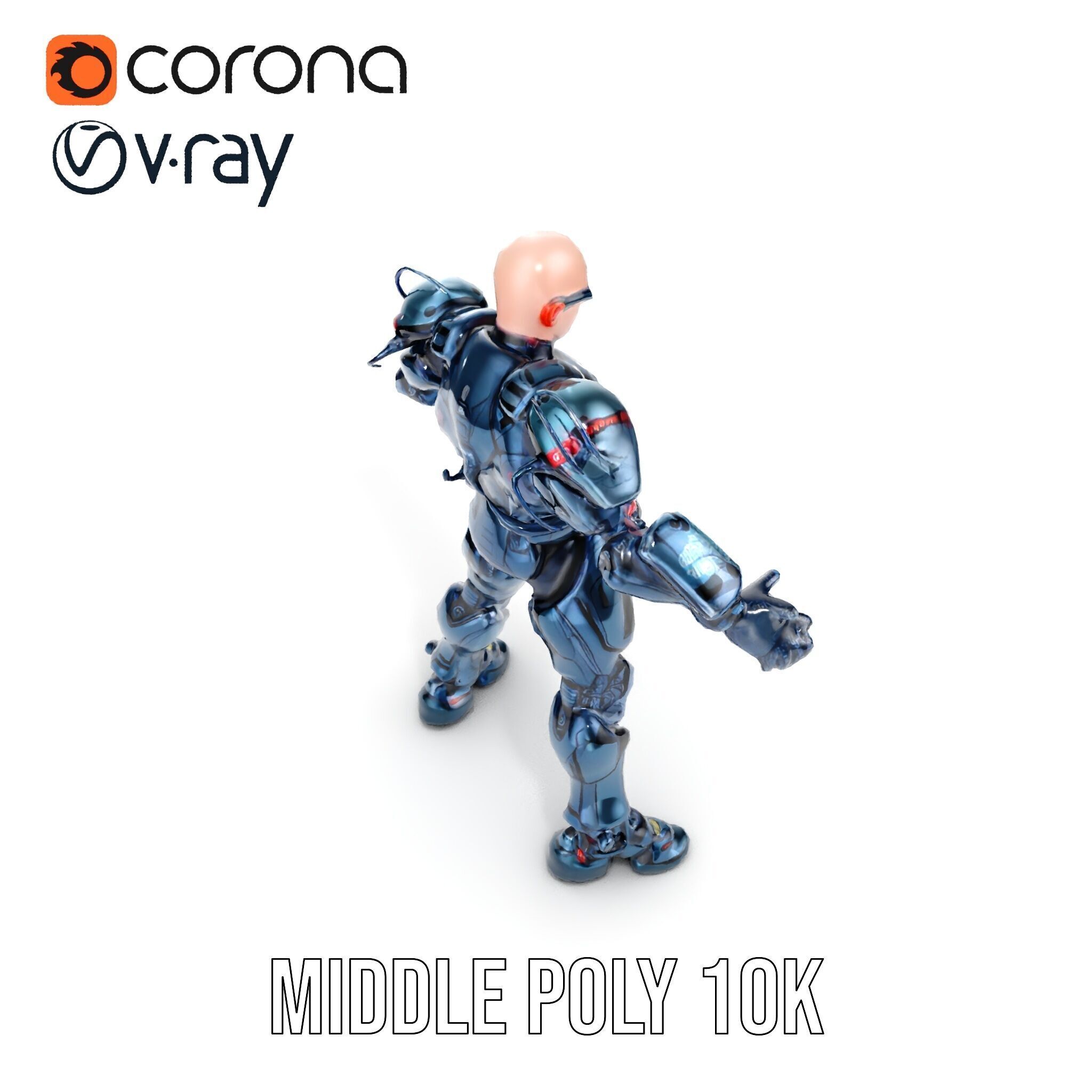 Cybernetic Soldier Rigged and Animated Character Model Low-poly 3D model_23