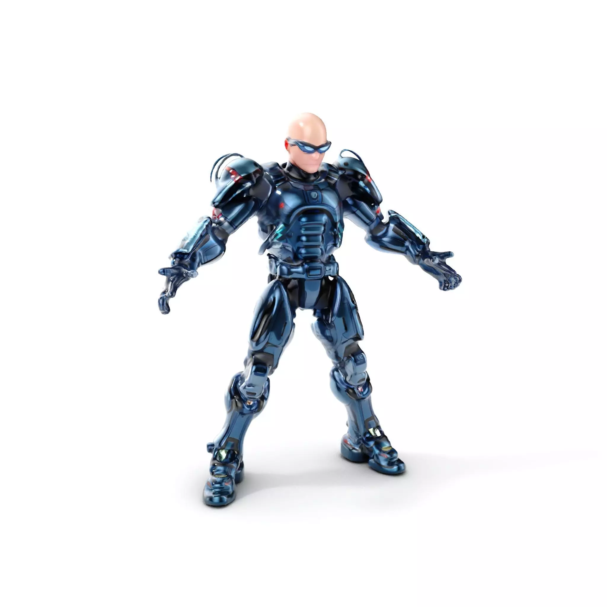 Cybernetic Soldier Rigged and Animated Character Model Low-poly 3D model_0