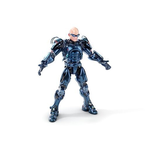 Cybernetic Soldier Rigged and Animated Character Model Low-poly 3D model
