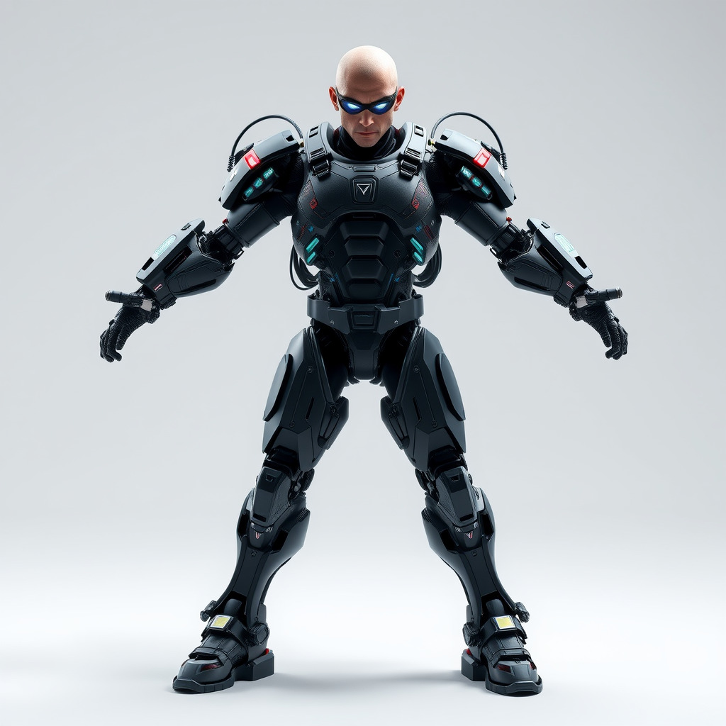 Cybernetic Soldier Rigged and Animated Character Model Low-poly 3D model_3