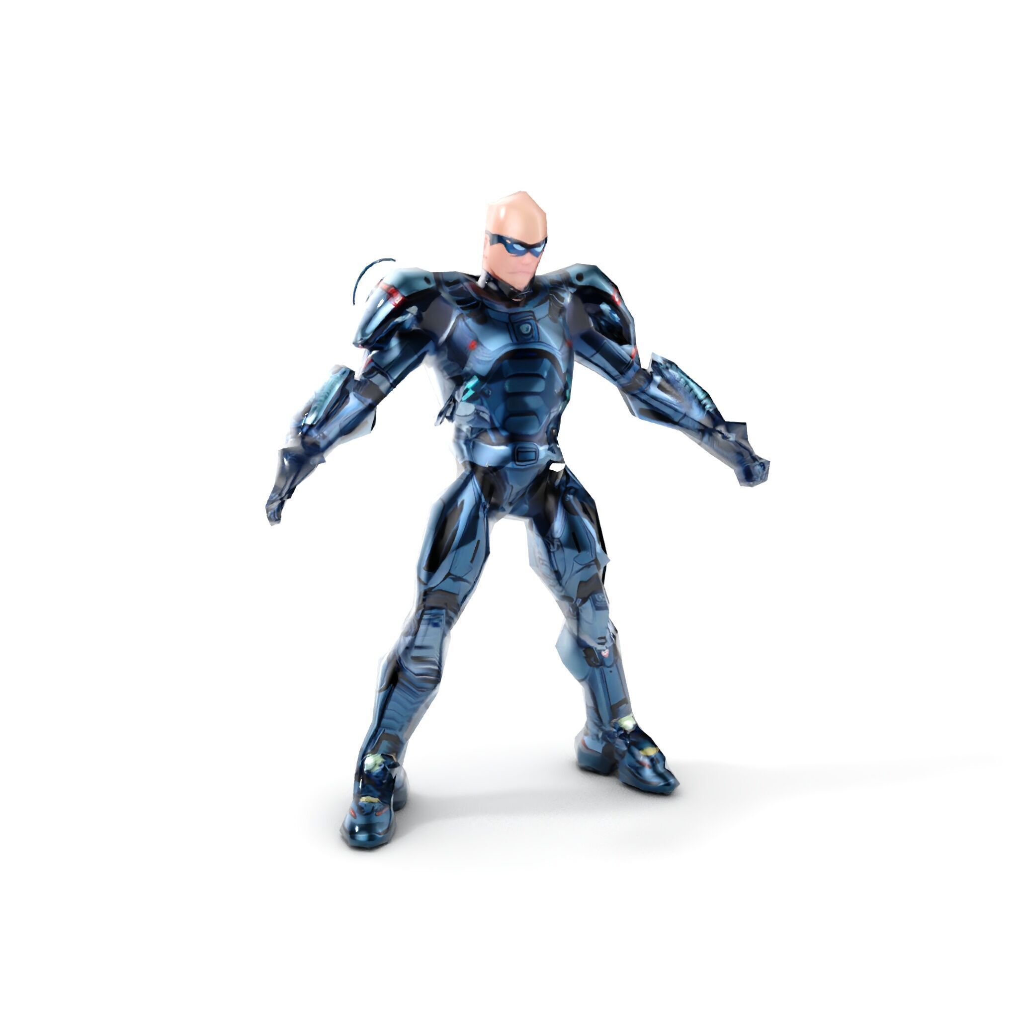 Cybernetic Soldier Rigged and Animated Character Model Low-poly 3D model_8