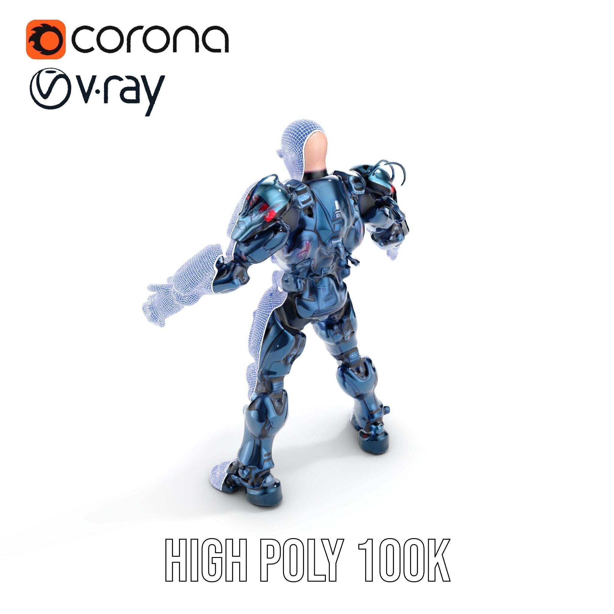 Cybernetic Soldier Rigged and Animated Character Model Low-poly 3D model_33