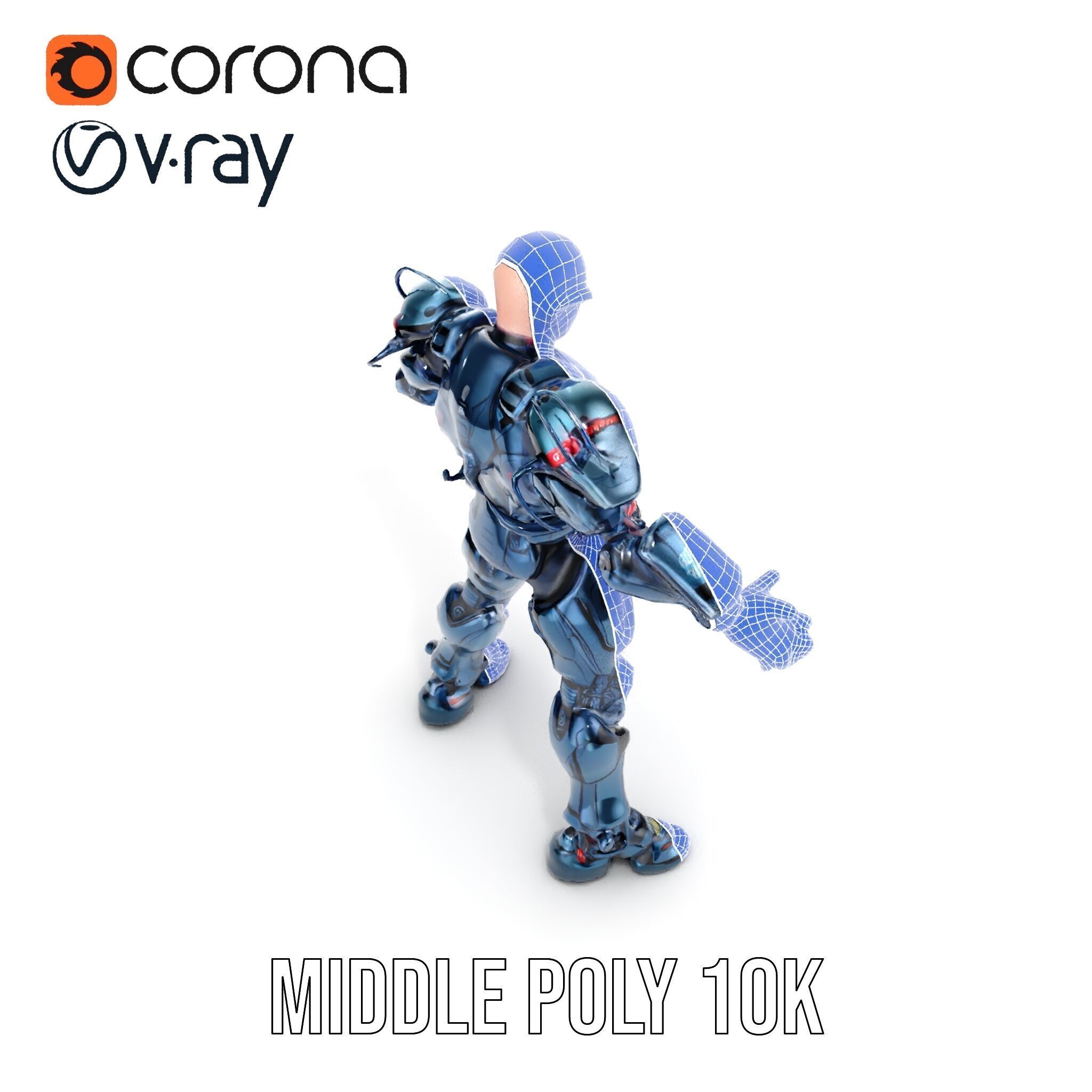 Cybernetic Soldier Rigged and Animated Character Model Low-poly 3D model_28