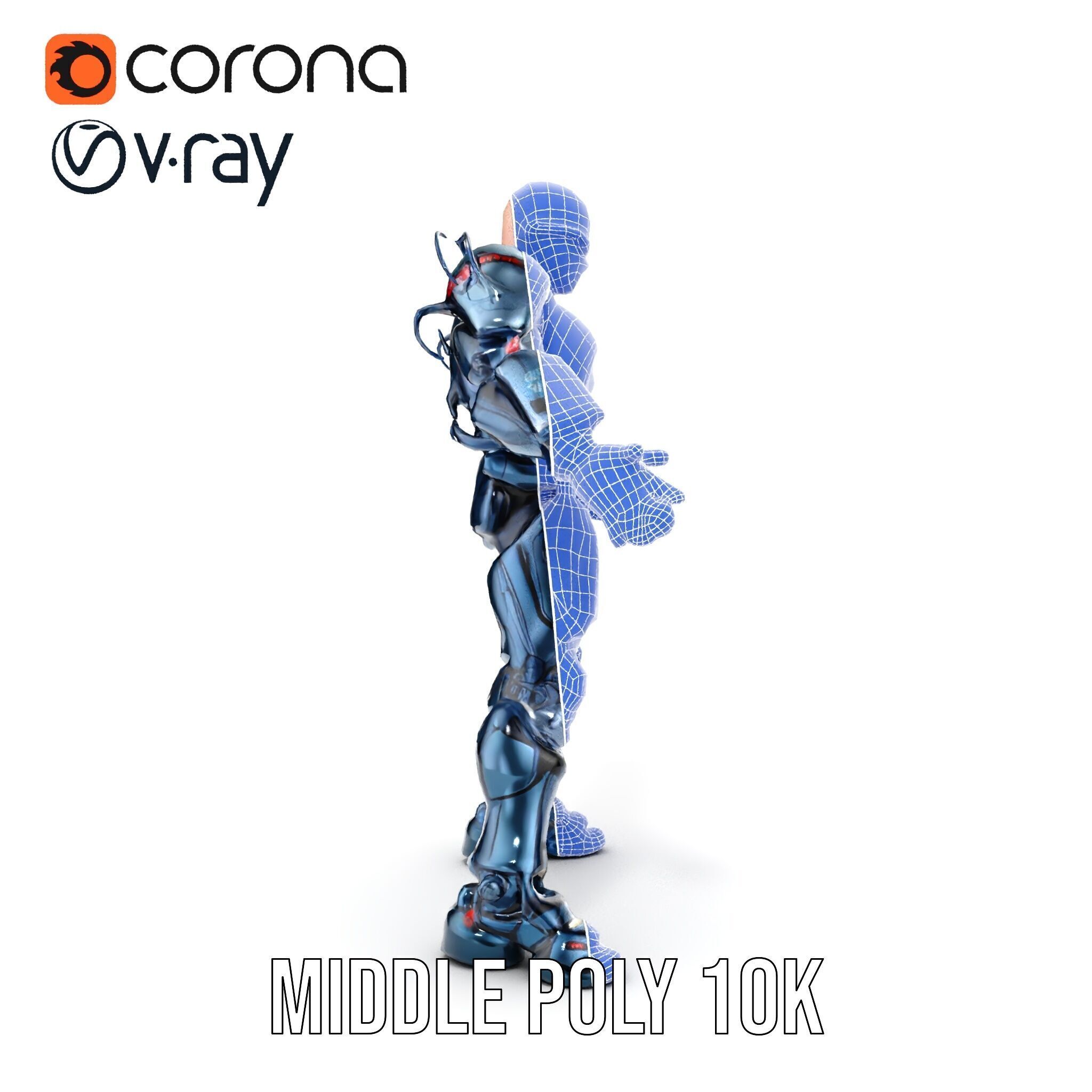 Cybernetic Soldier Rigged and Animated Character Model Low-poly 3D model_31