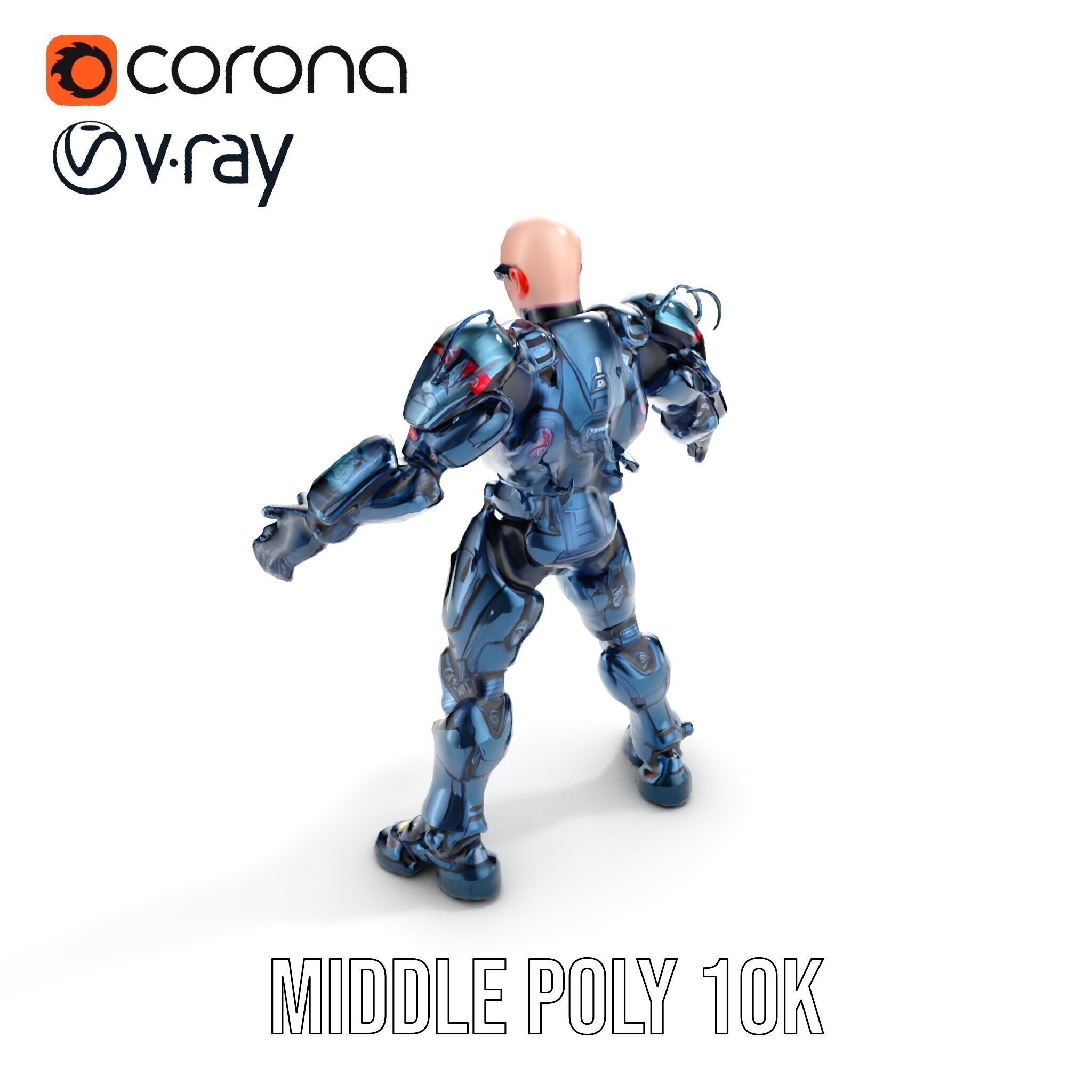 Cybernetic Soldier Rigged and Animated Character Model Low-poly 3D model_26