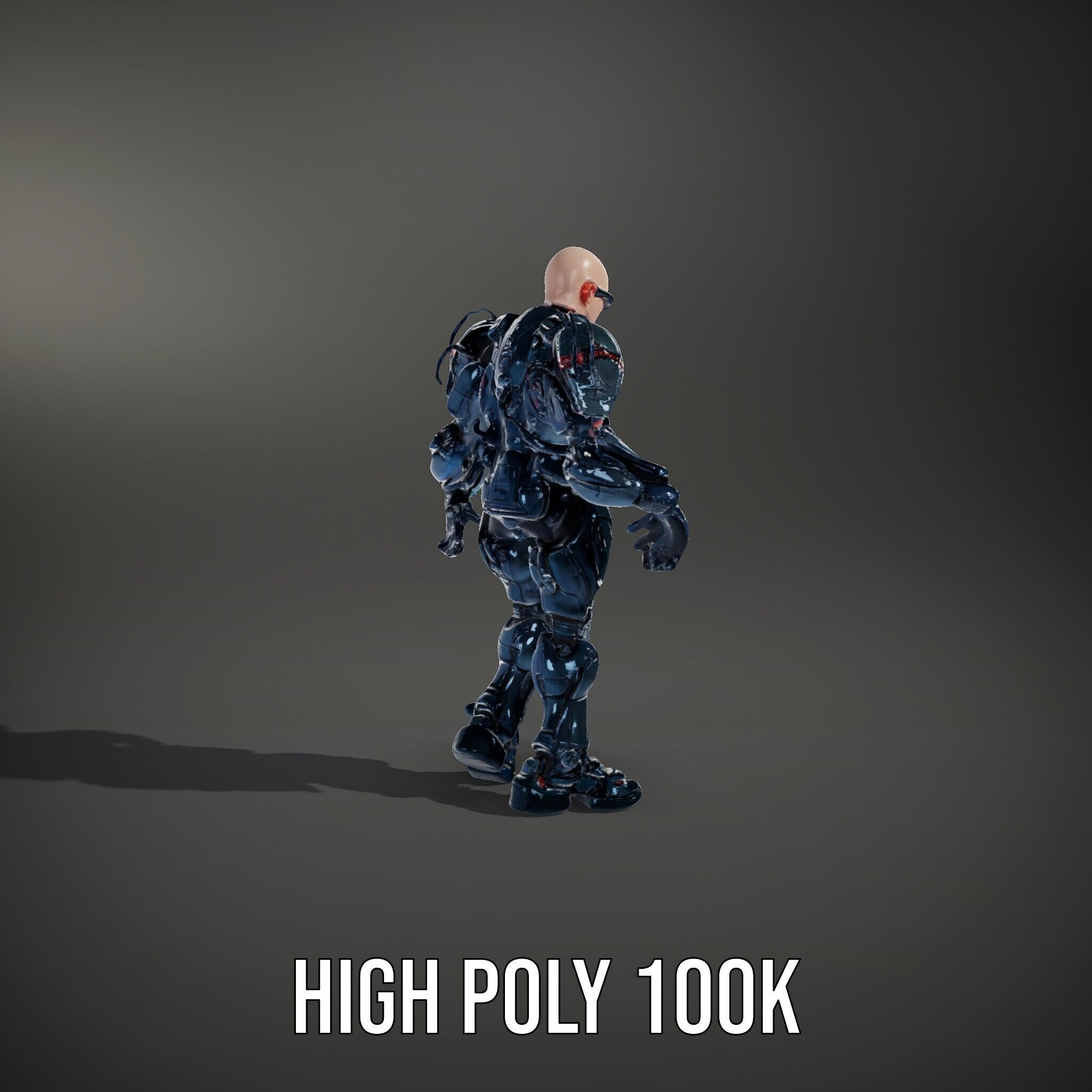 Cybernetic Soldier Rigged and Animated Character Model Low-poly 3D model_12