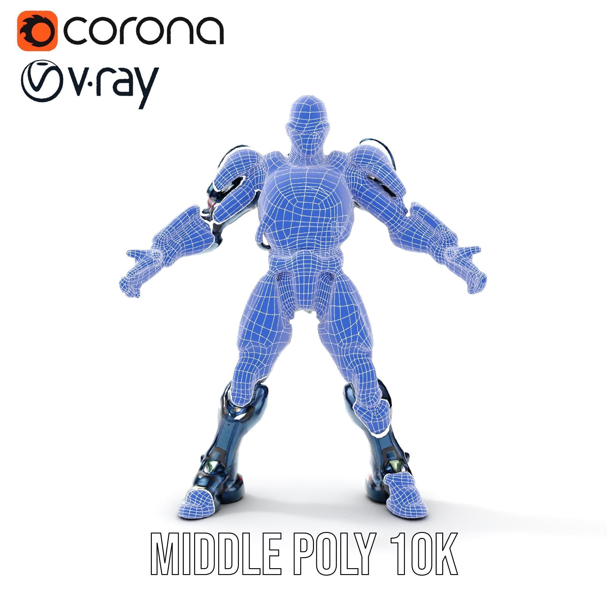 Cybernetic Soldier Rigged and Animated Character Model Low-poly 3D model_18