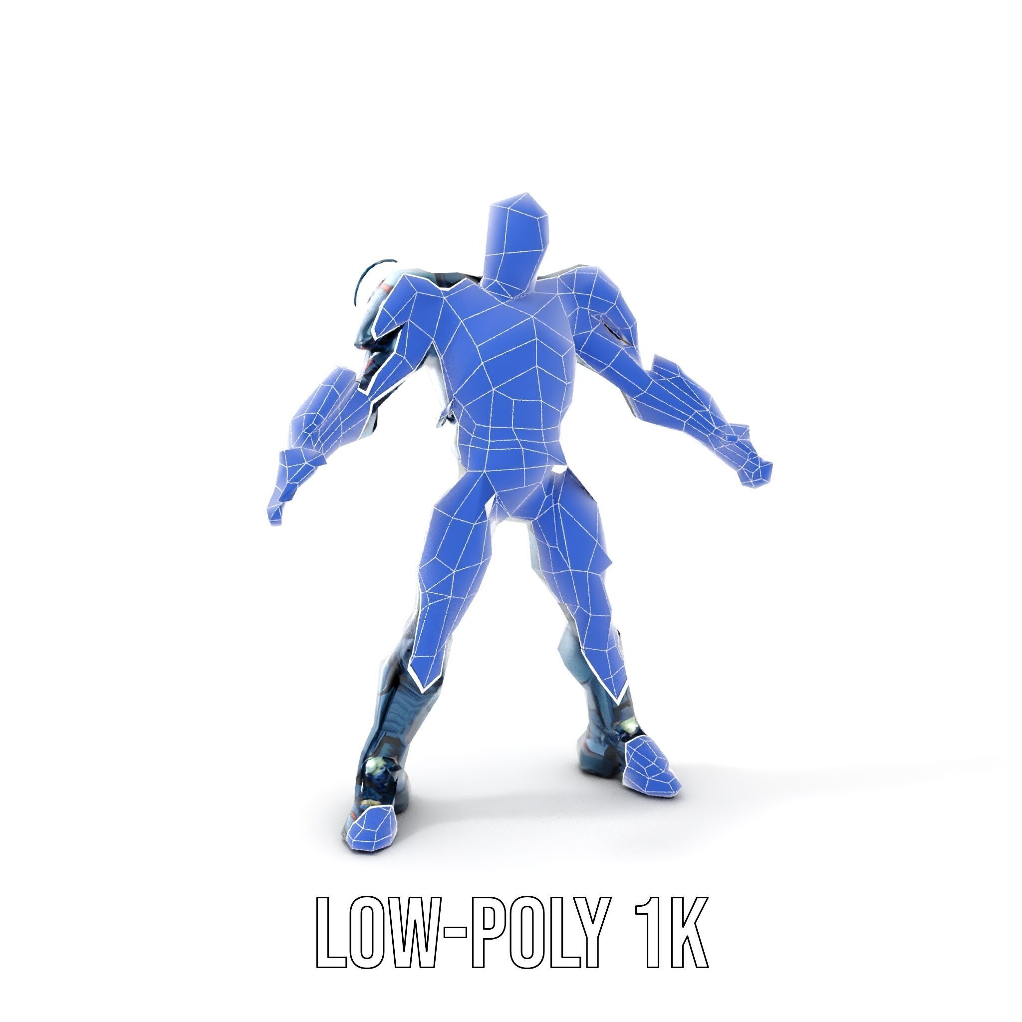 Cybernetic Soldier Rigged and Animated Character Model Low-poly 3D model_17