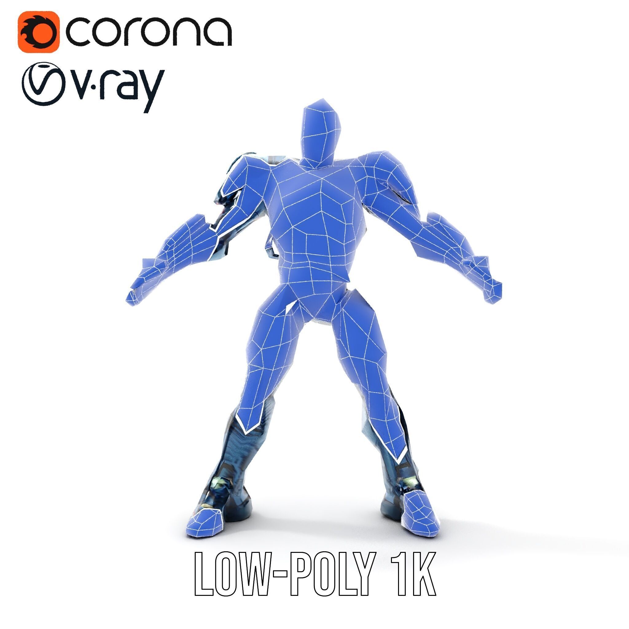 Cybernetic Soldier Rigged and Animated Character Model Low-poly 3D model_27