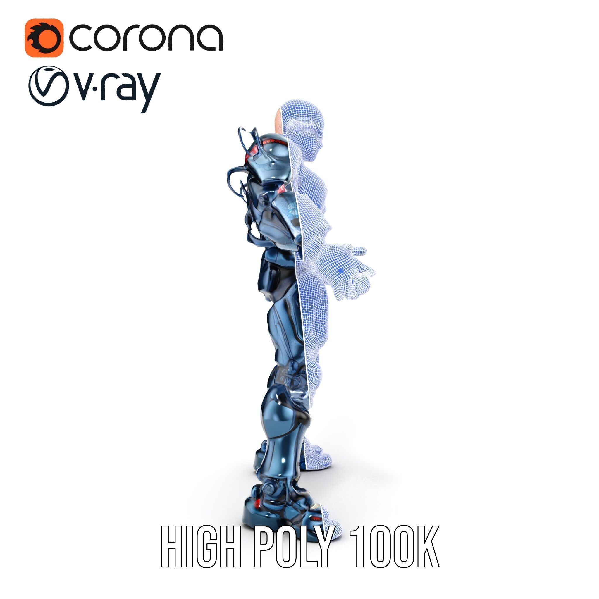 Cybernetic Soldier Rigged and Animated Character Model Low-poly 3D model_41