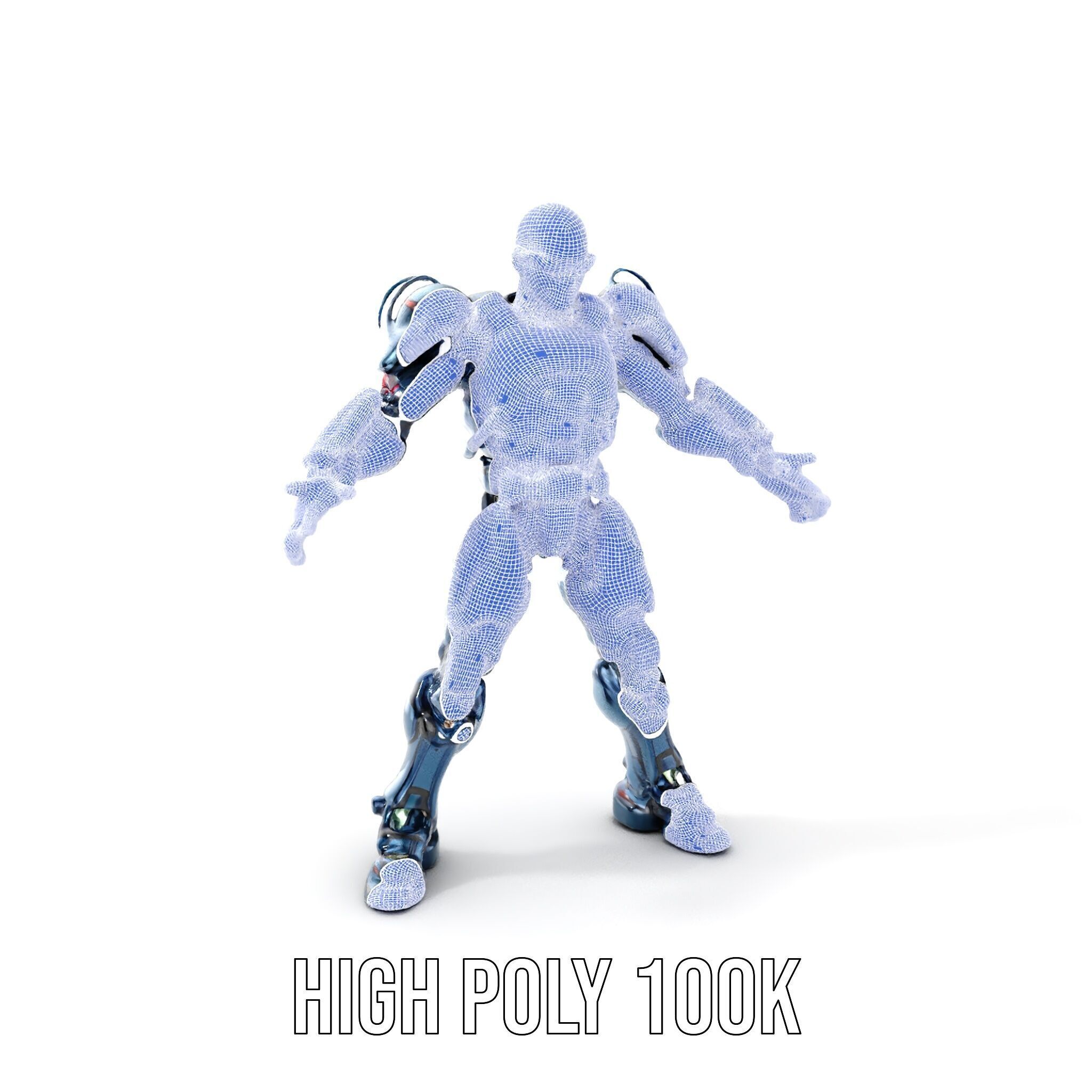 Cybernetic Soldier Rigged and Animated Character Model Low-poly 3D model_5