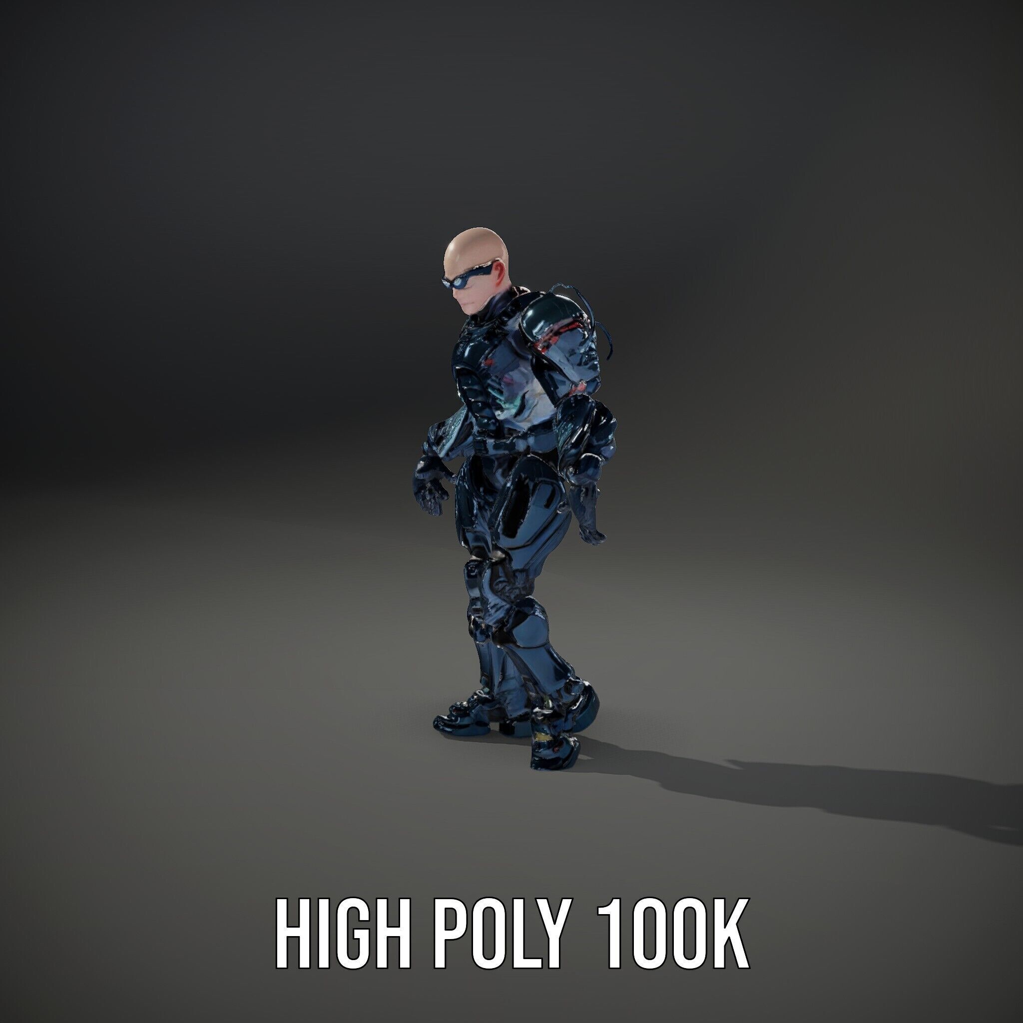 Cybernetic Soldier Rigged and Animated Character Model Low-poly 3D model_15