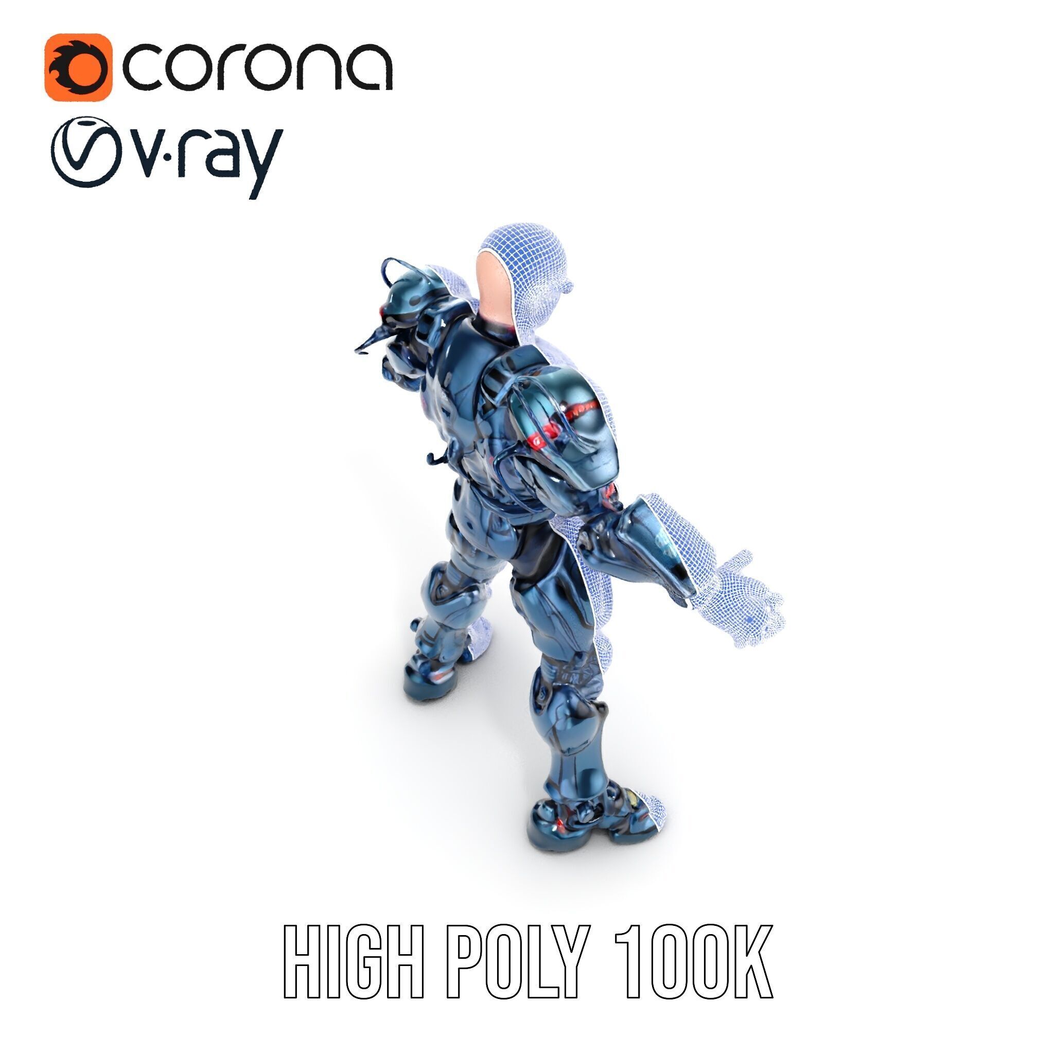 Cybernetic Soldier Rigged and Animated Character Model Low-poly 3D model_25