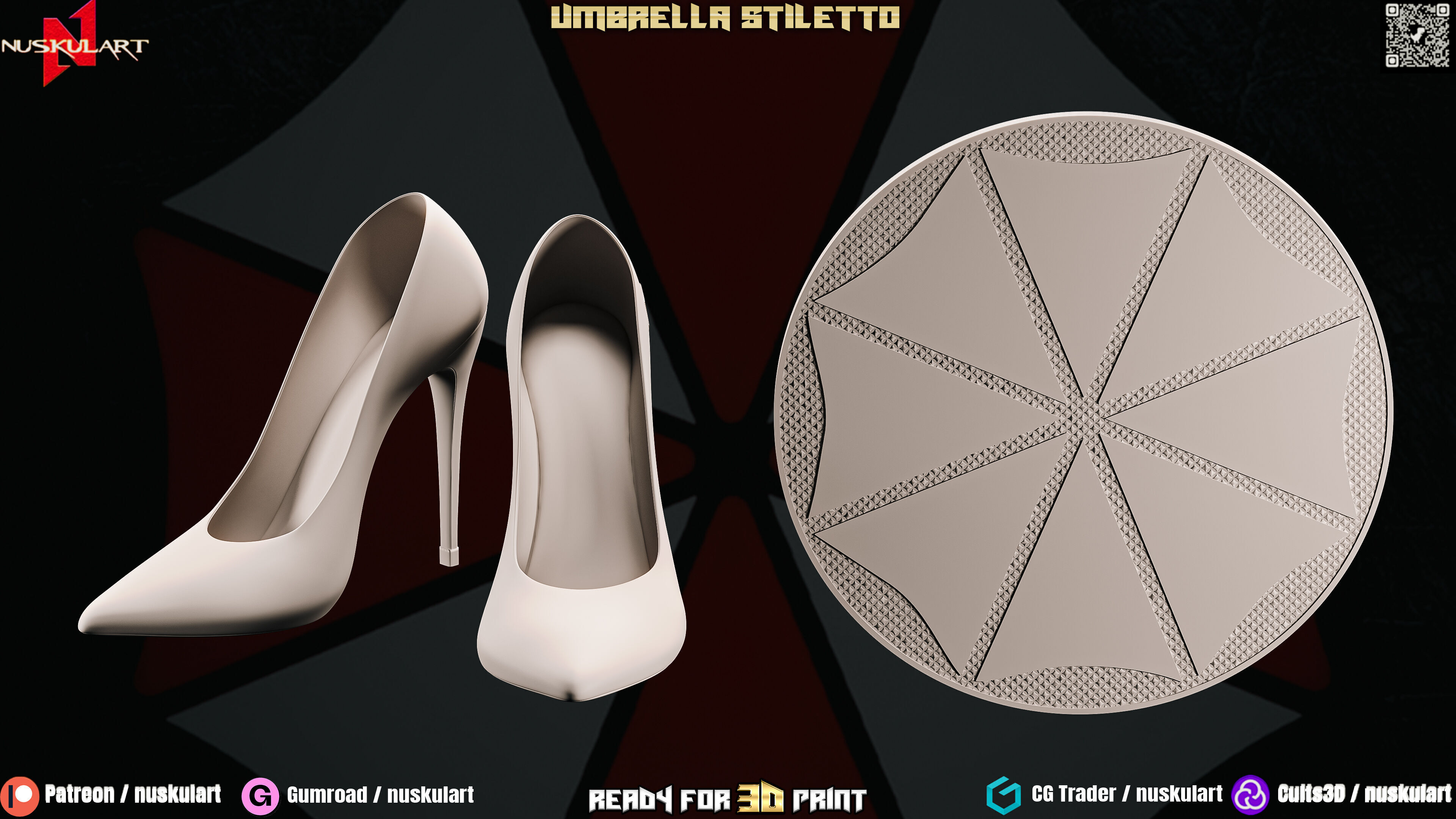 Umbrella Stiletto - Resident Evil Fashion Cosplay - 3D Printing  3D print model_4