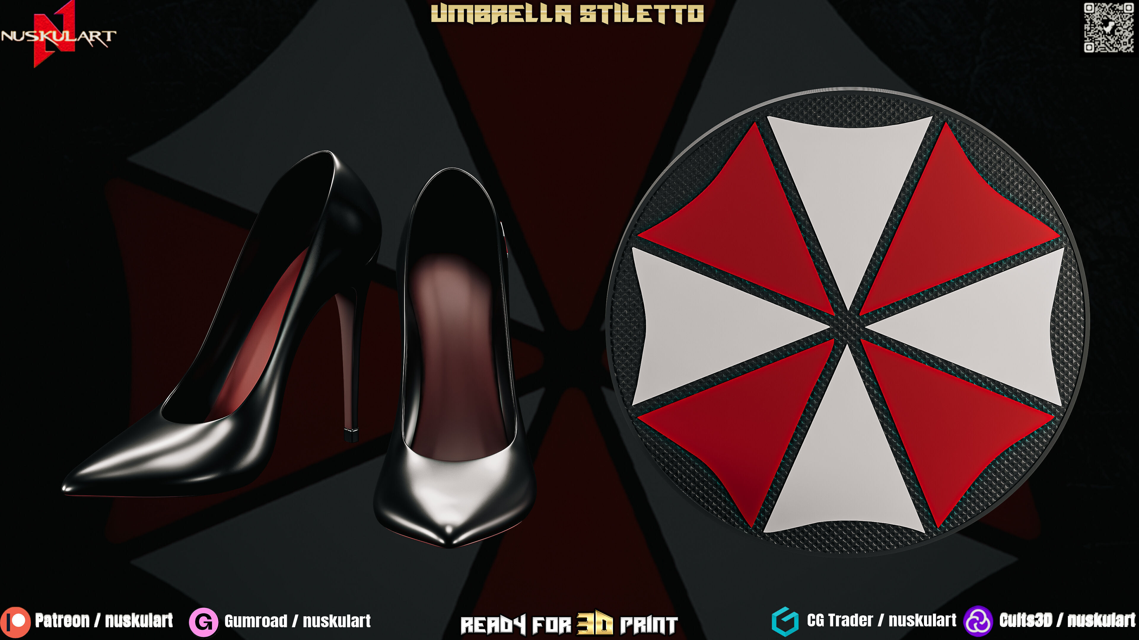 Umbrella Stiletto - Resident Evil Fashion Cosplay - 3D Printing  3D print model_2