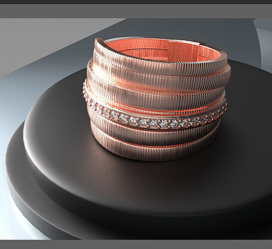 golden ribbed ring 3D print model
