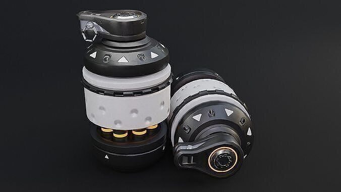 Sci-Fi Grenade - Game Ready Low Poly PBR 3D Model Low-poly 3D model