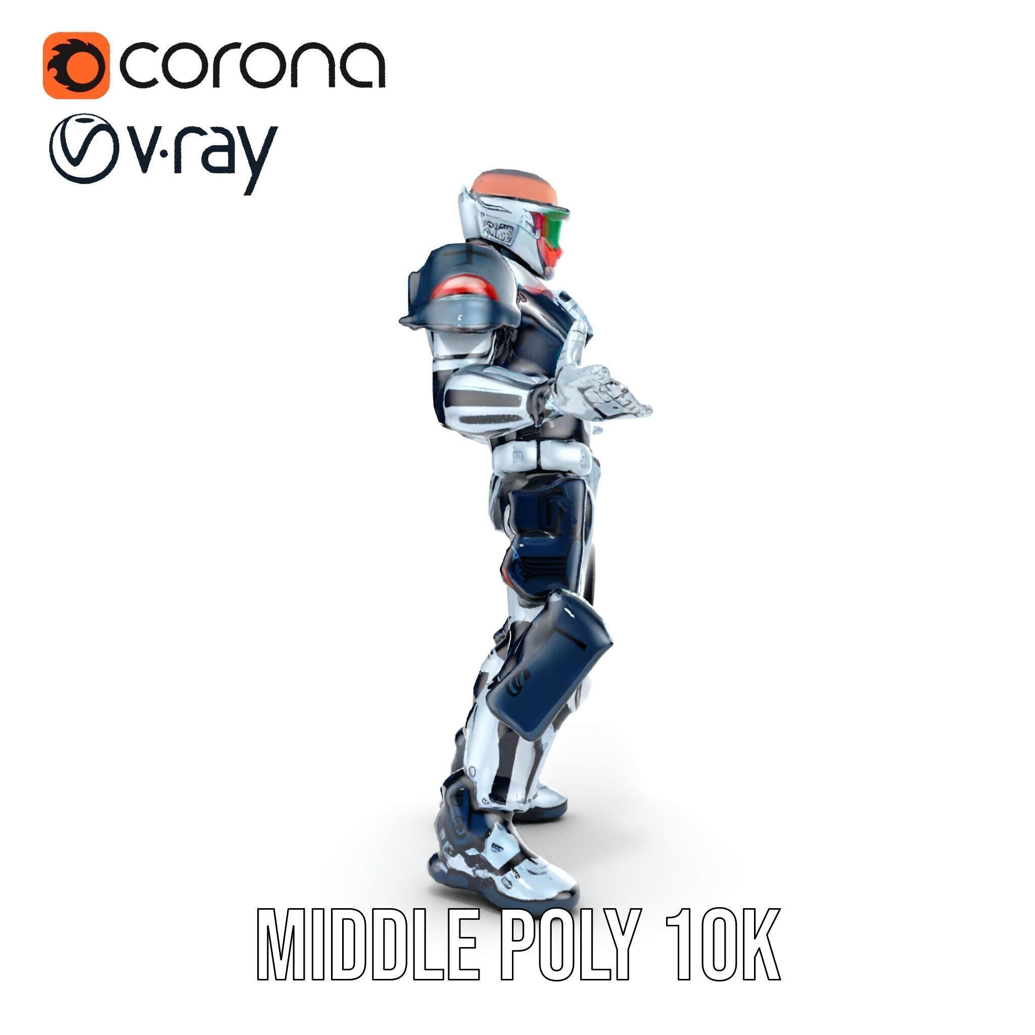 Futuristic Combat Soldier Rigged and Animated D Model Low-poly 3D model_34