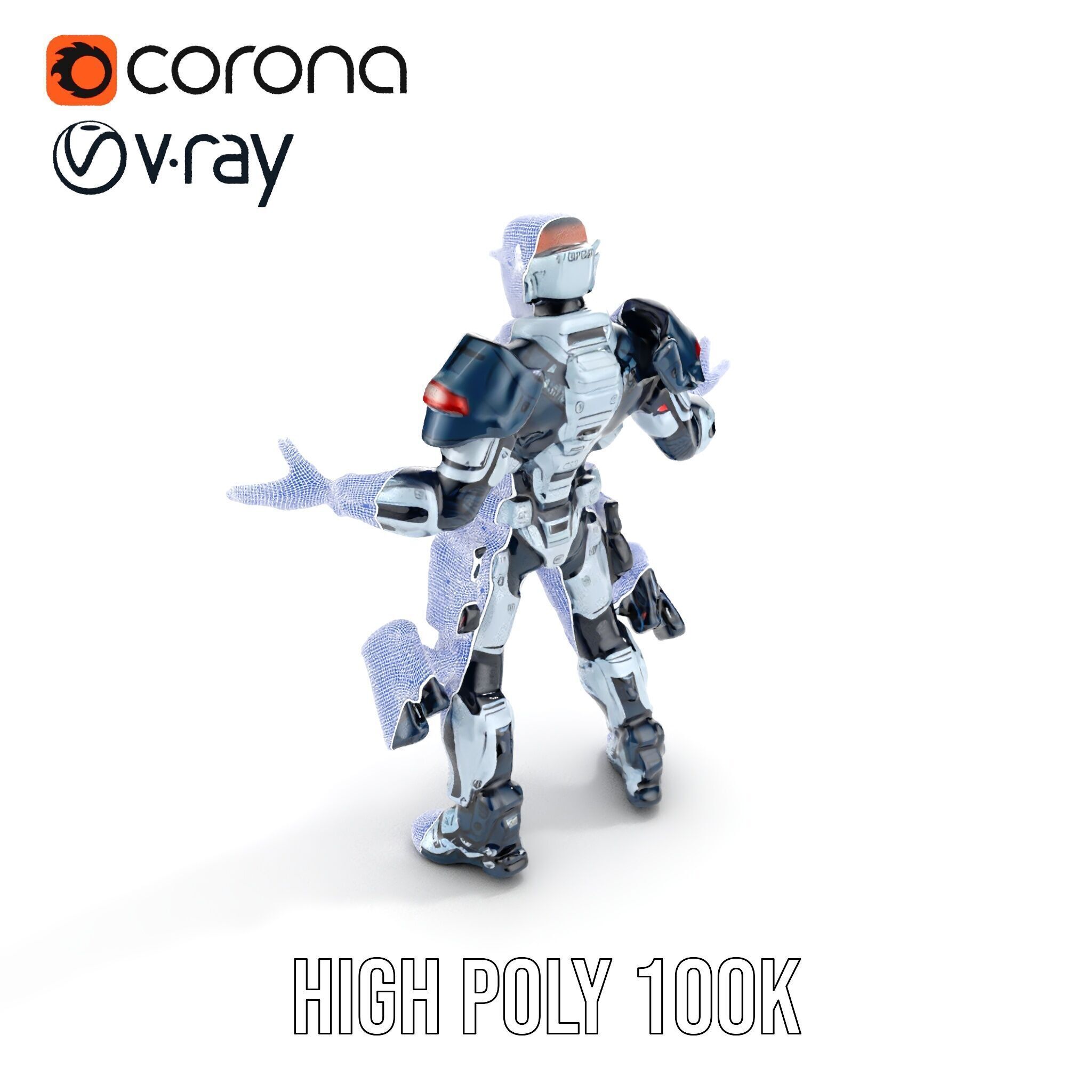 Futuristic Combat Soldier Rigged and Animated D Model Low-poly 3D model_41