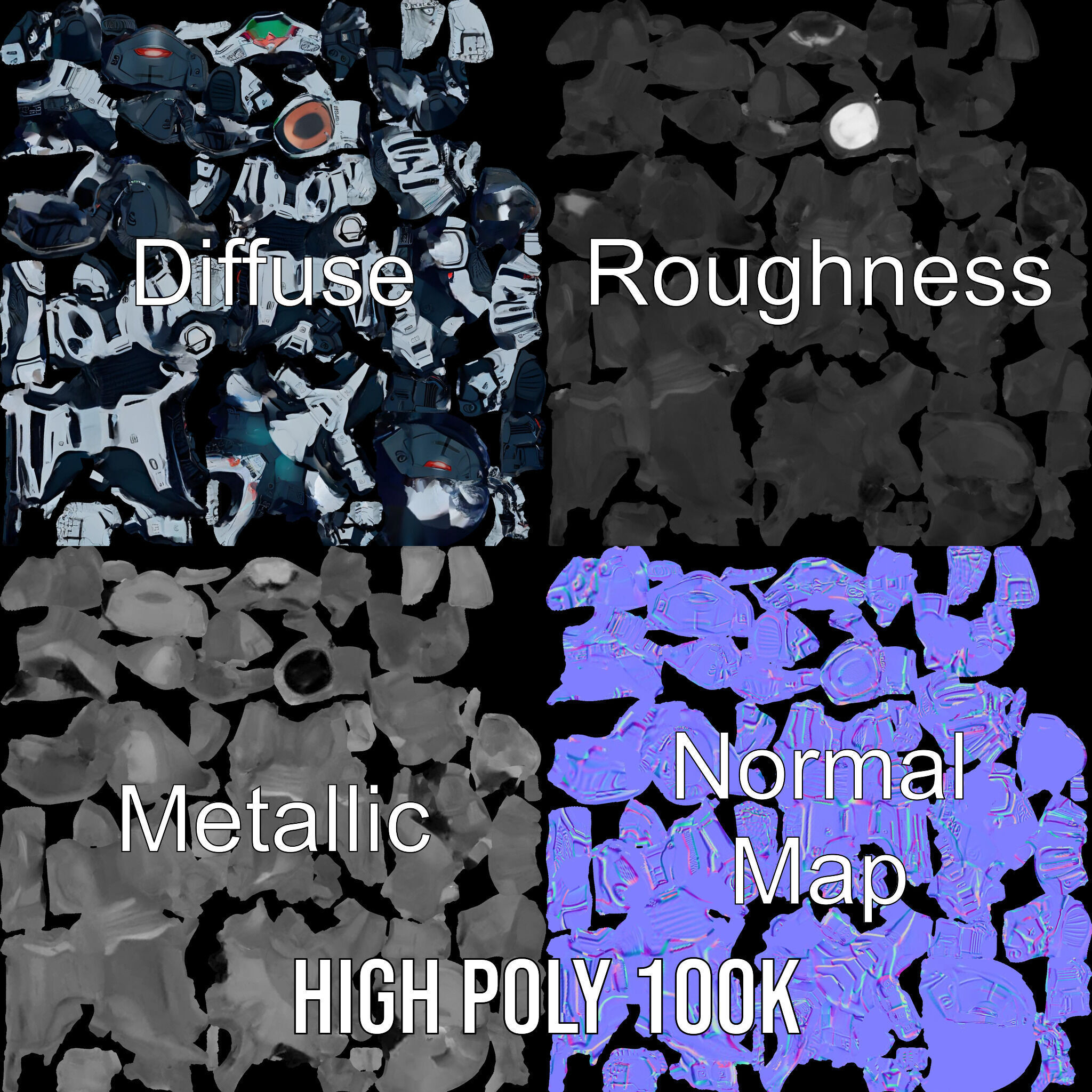 Futuristic Combat Soldier Rigged and Animated D Model Low-poly 3D model_4