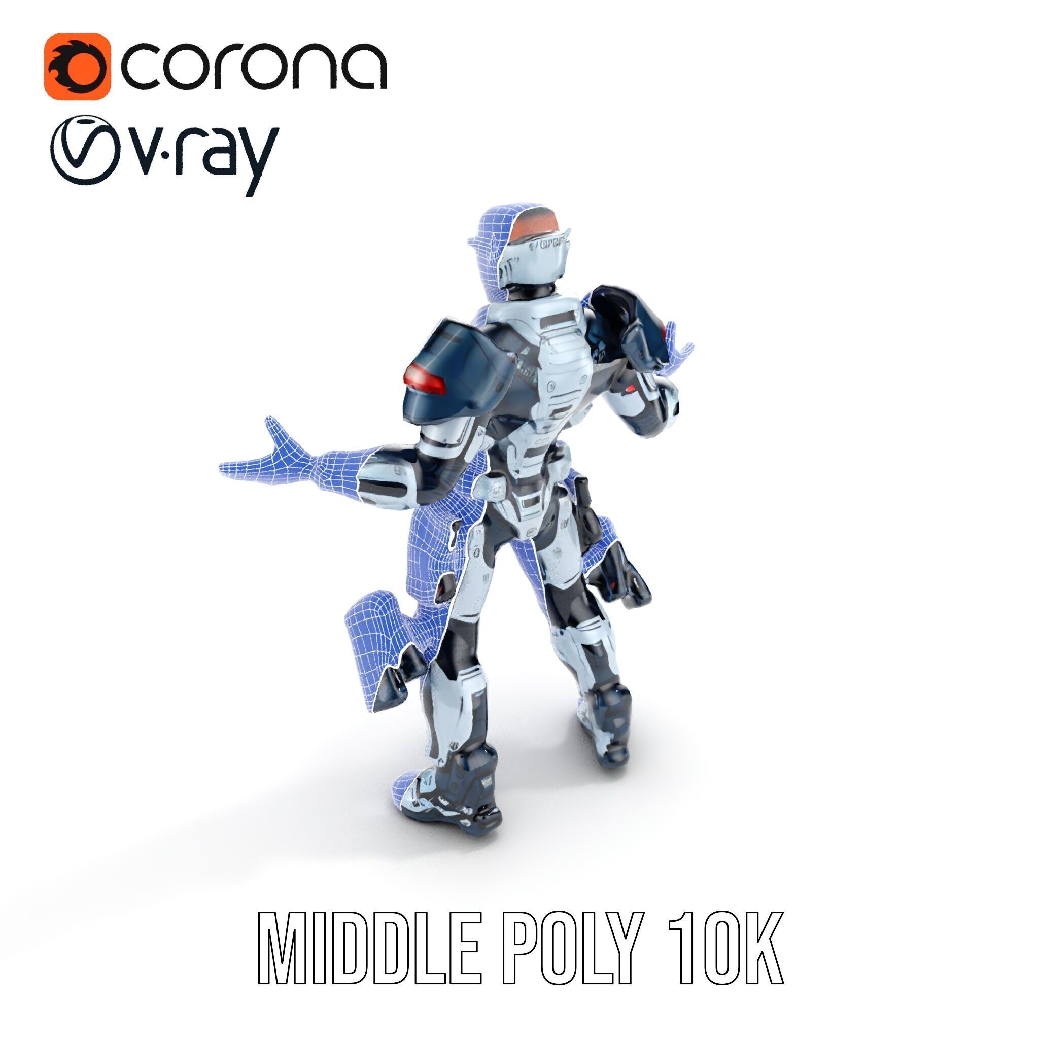 Futuristic Combat Soldier Rigged and Animated D Model Low-poly 3D model_17