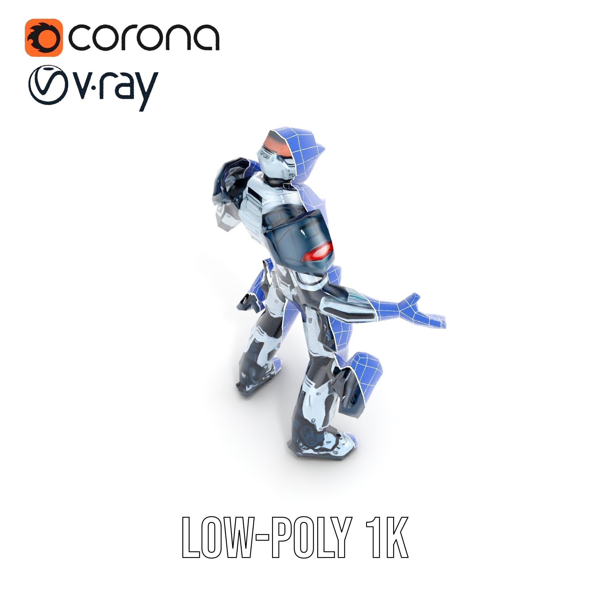 Futuristic Combat Soldier Rigged and Animated D Model Low-poly 3D model_18