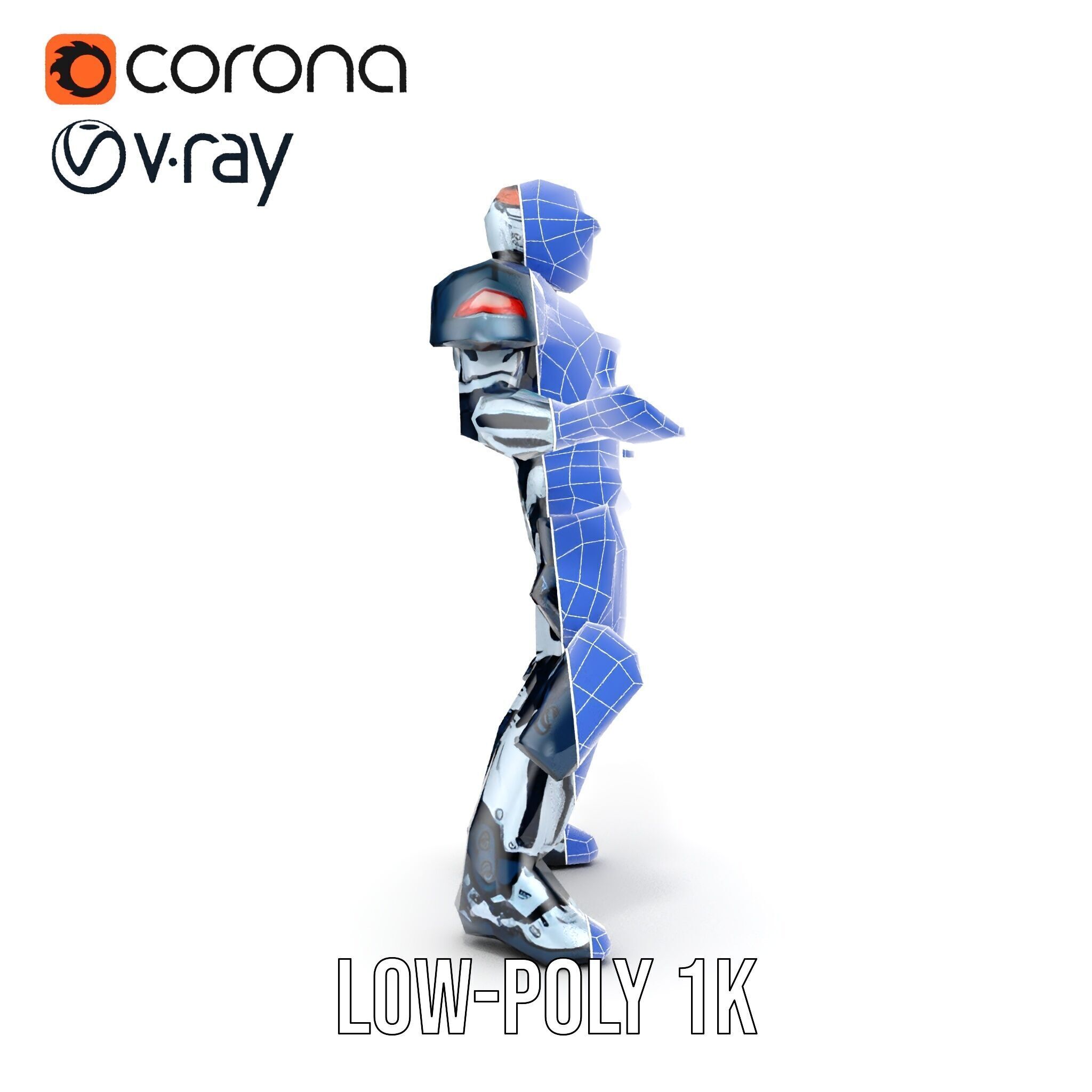 Futuristic Combat Soldier Rigged and Animated D Model Low-poly 3D model_33