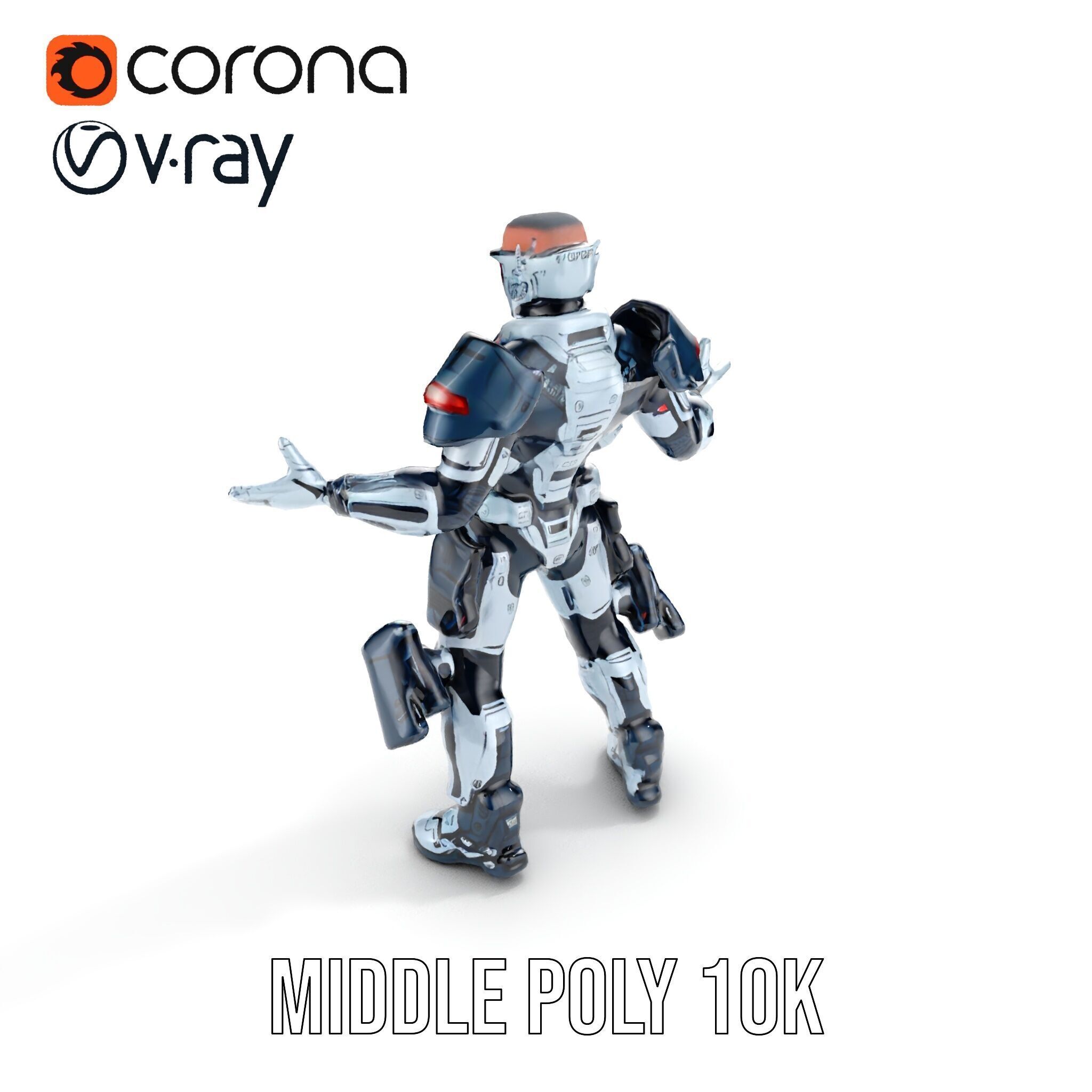 Futuristic Combat Soldier Rigged and Animated D Model Low-poly 3D model_11