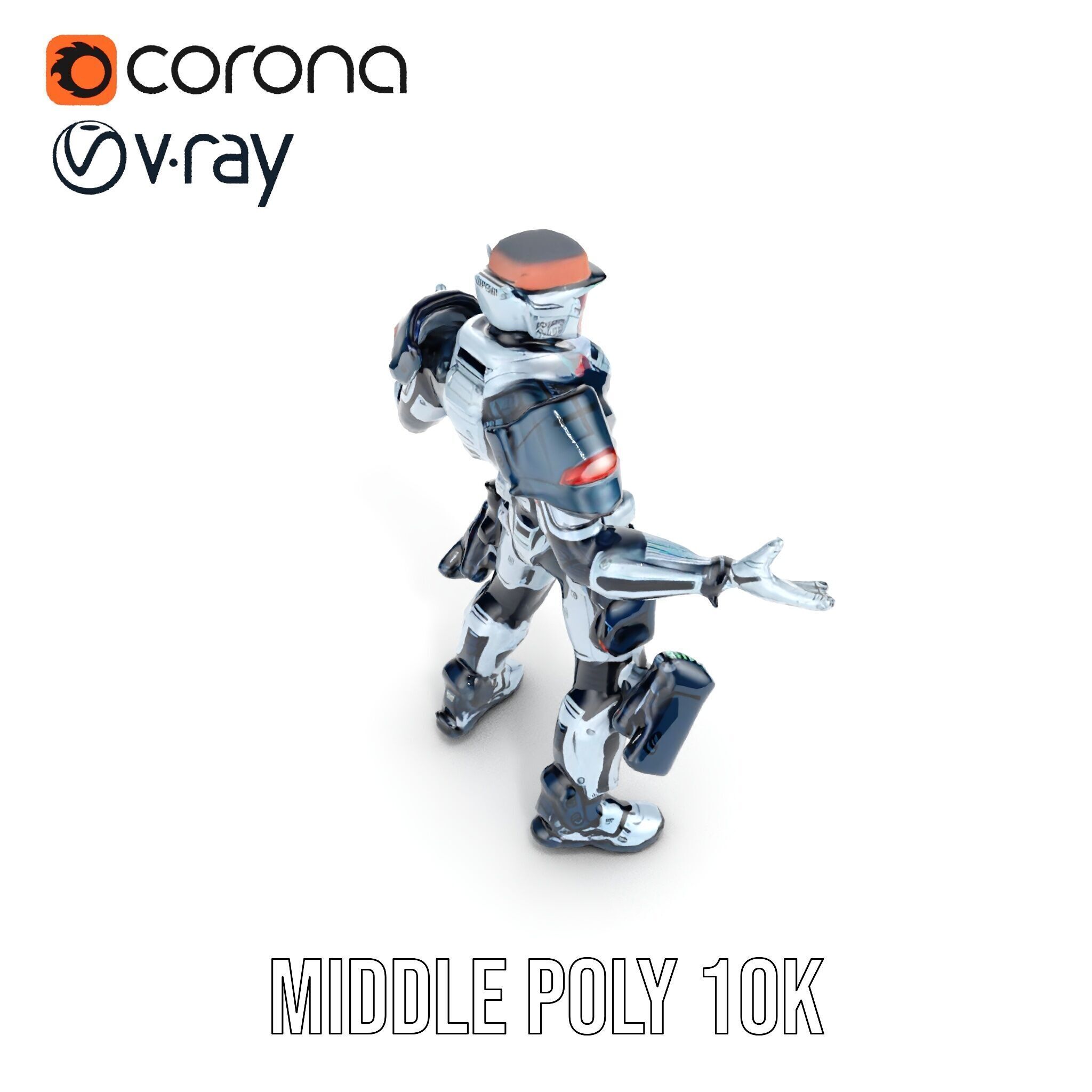 Futuristic Combat Soldier Rigged and Animated D Model Low-poly 3D model_20