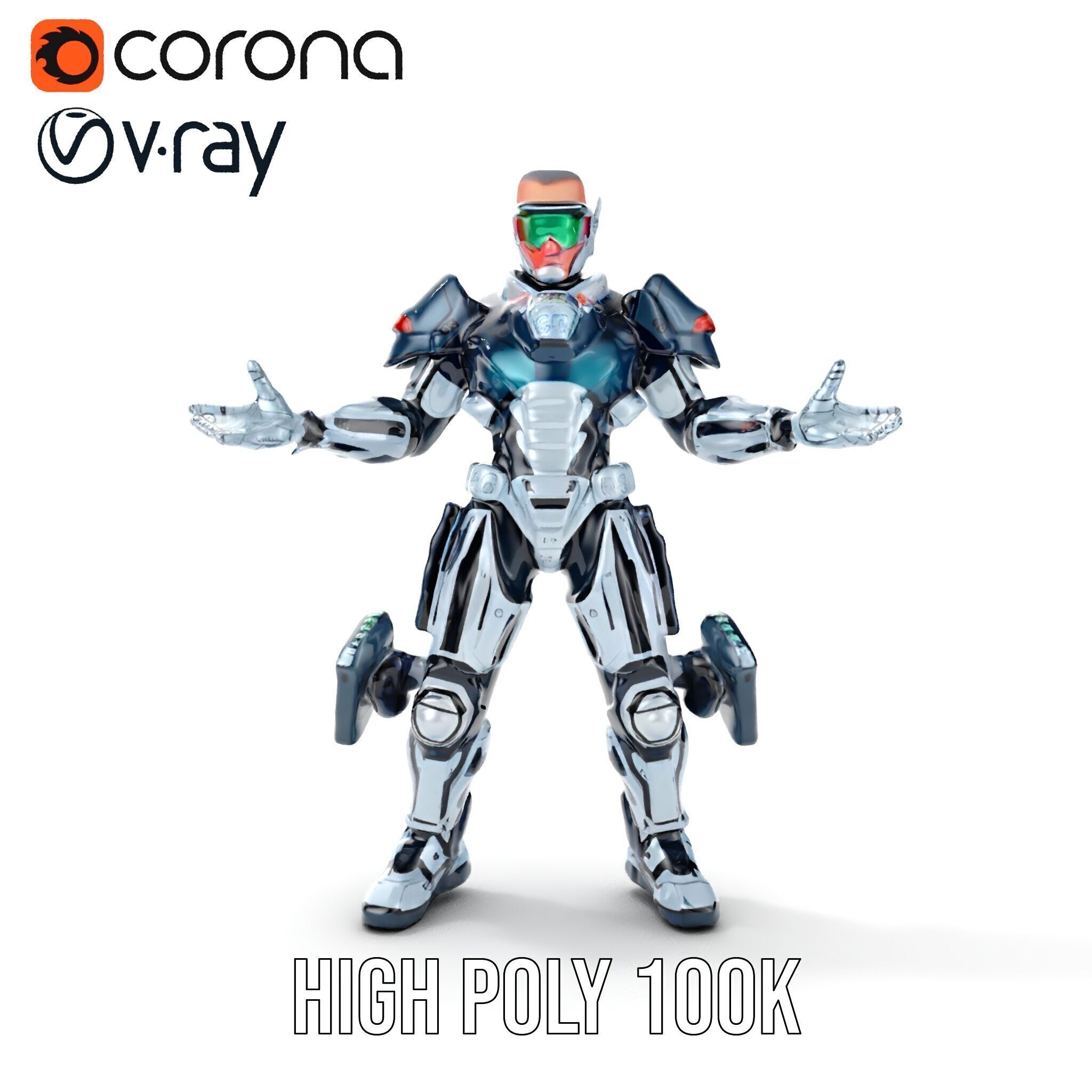 Futuristic Combat Soldier Rigged and Animated D Model Low-poly 3D model_31