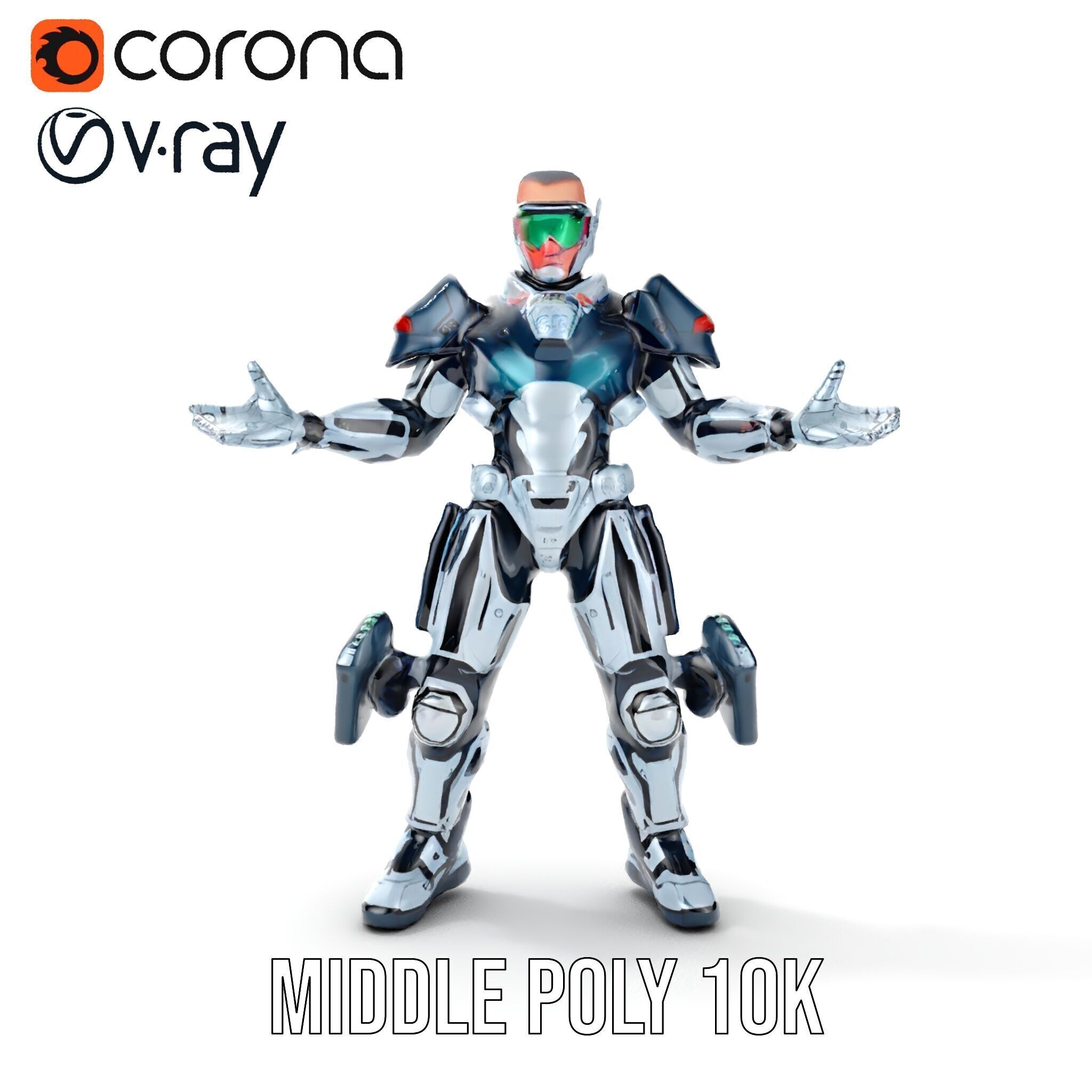 Futuristic Combat Soldier Rigged and Animated D Model Low-poly 3D model_32